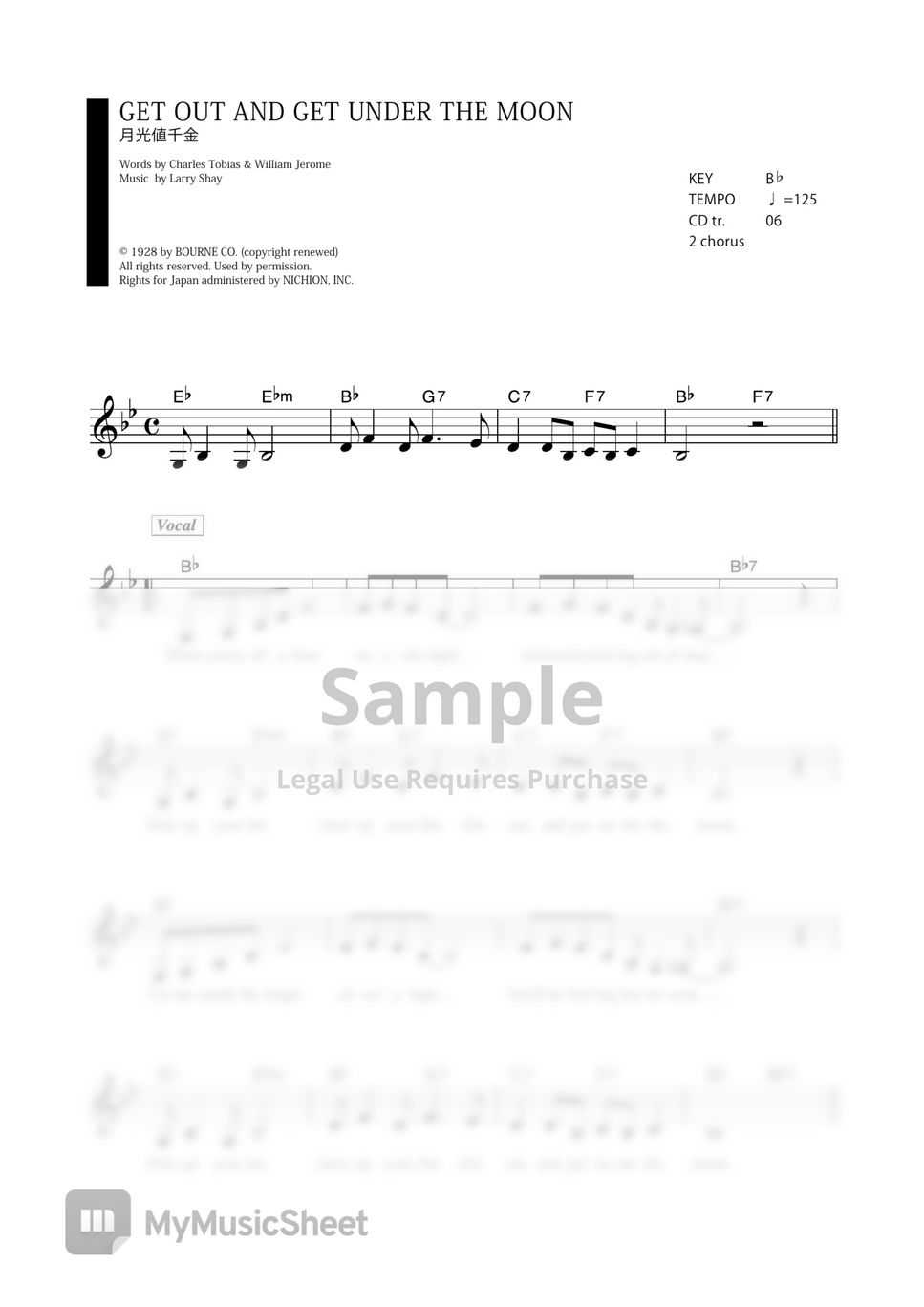 GET OUT AND GET UNDER THE MOON (VOCAL MAGAZINE) Sheets by Far East