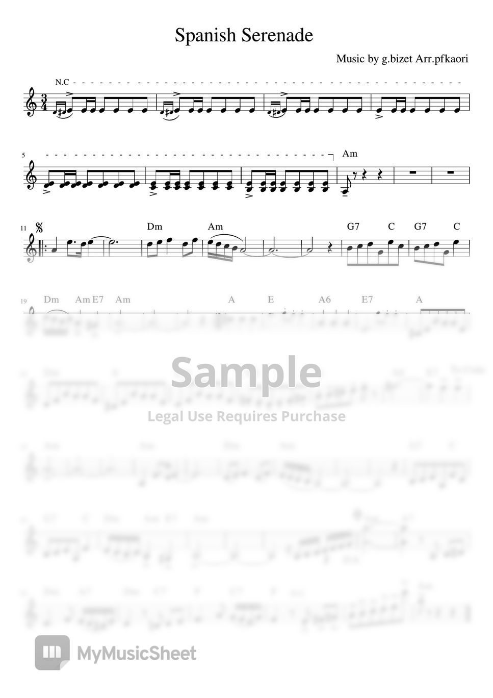G.Bizet - Spanish Serenade (Am・piano chord) by pfkaori