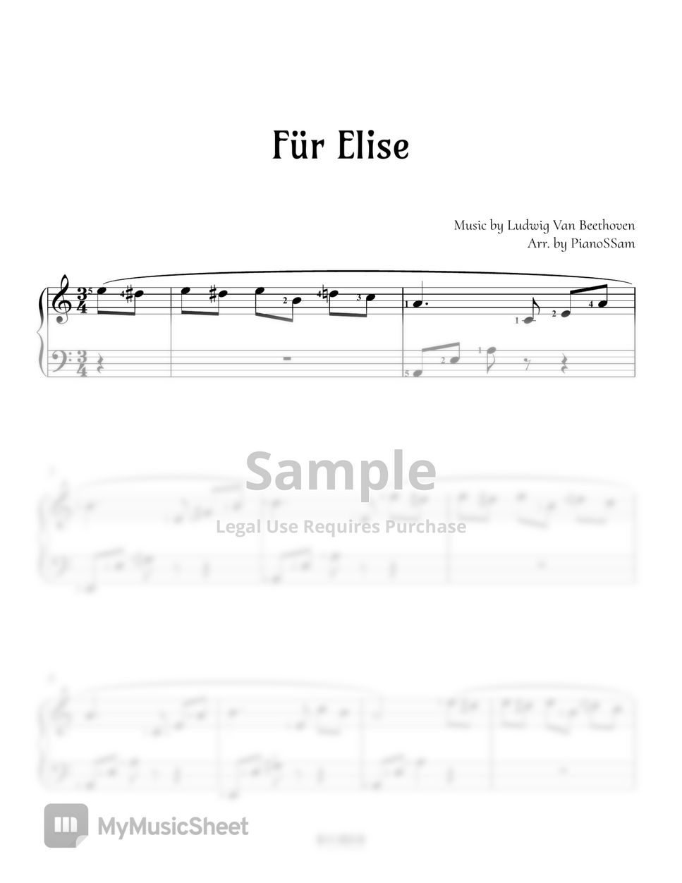 L.V. Beethoven - [Intermediate] Für Elise | Piano Arrangement (Classic) by PianoSSam