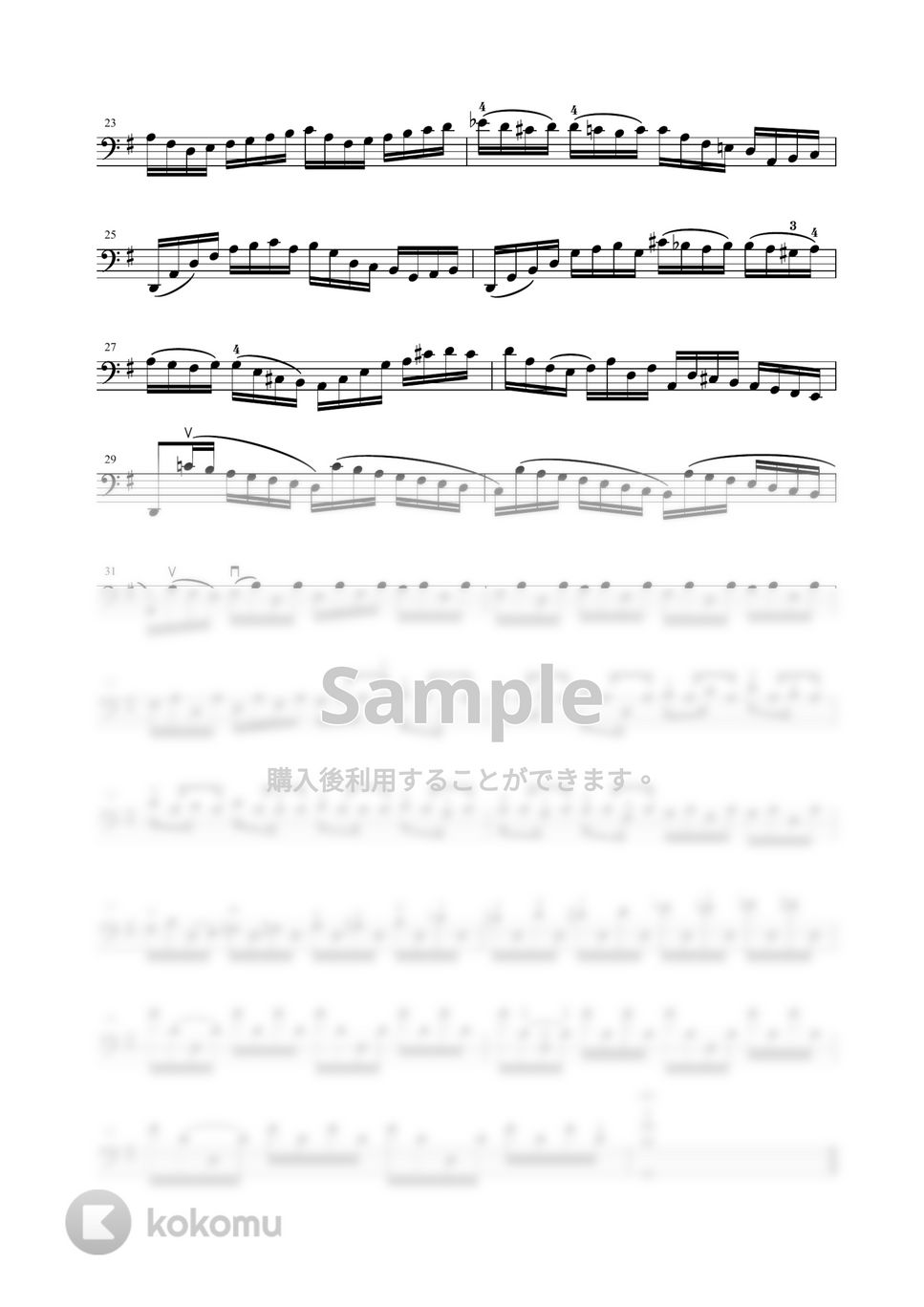 J.S.BACH - チェロ楽譜 　無伴奏チェロ組曲 より 第１番 プレリュード BWV1007 (Cello/BACH/Prelude/無伴奏チェロ) by Zoe