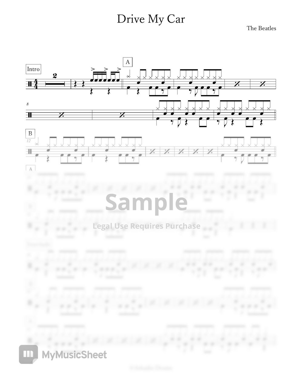 The Beatles - Drive My Car Sheets by Arkadia Drums