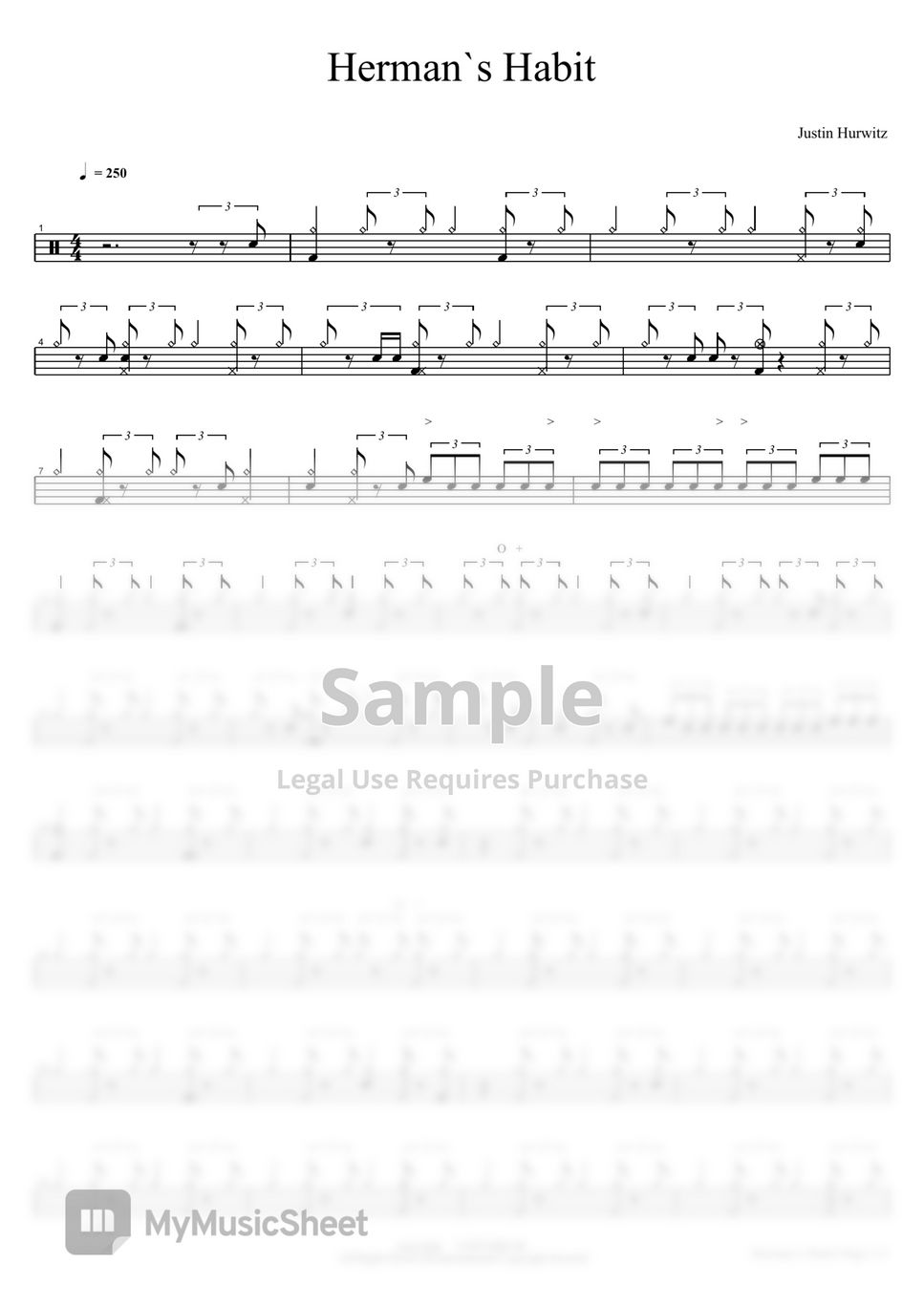 Justin Hurwitz - Herman’s Habit Sheets by COPYDRUM