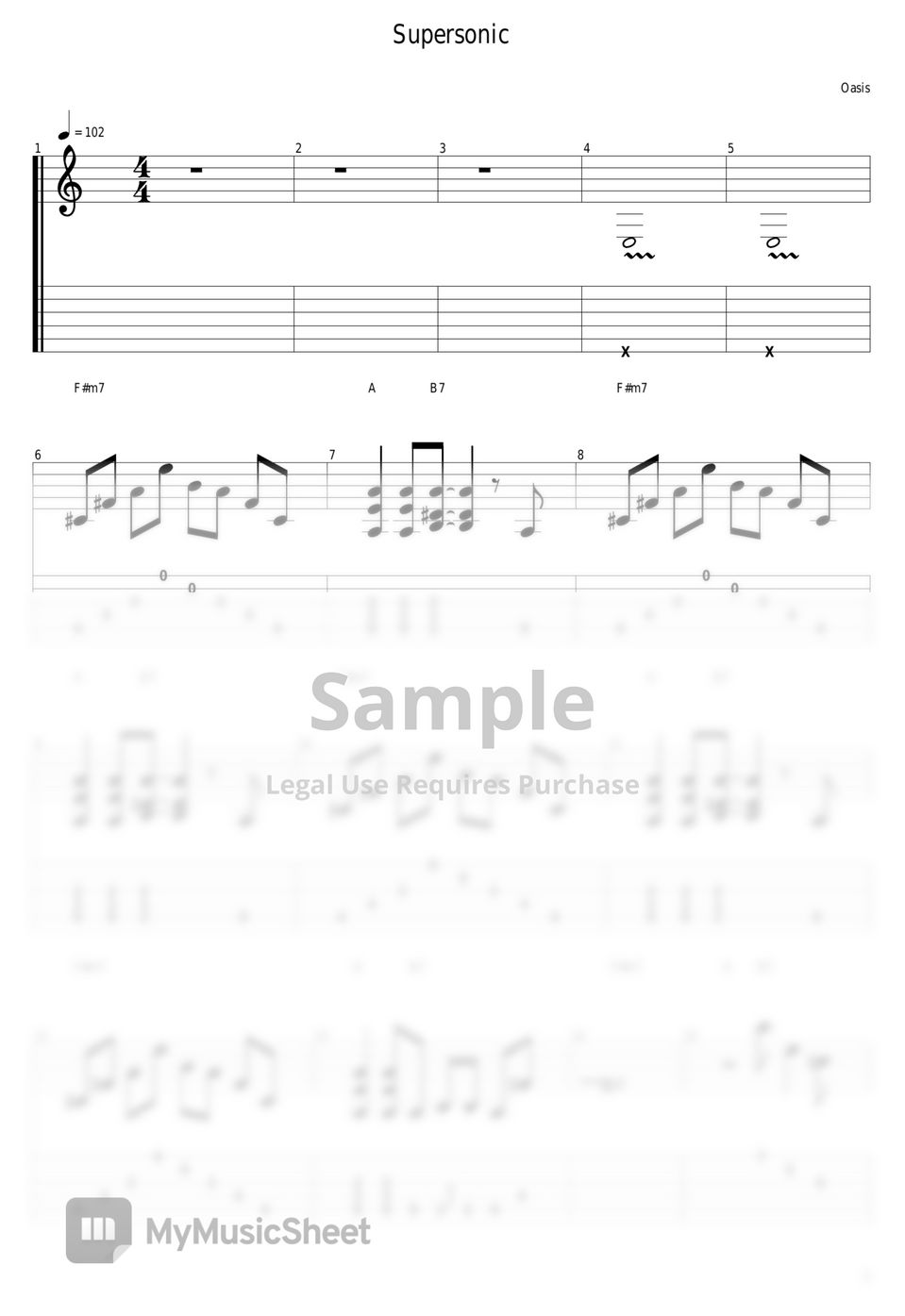 Oasis - Supersonic タブ+五線譜 by guitar cover with tab Oasis - Supersonic タブ+五線譜 by guitar cover with tab