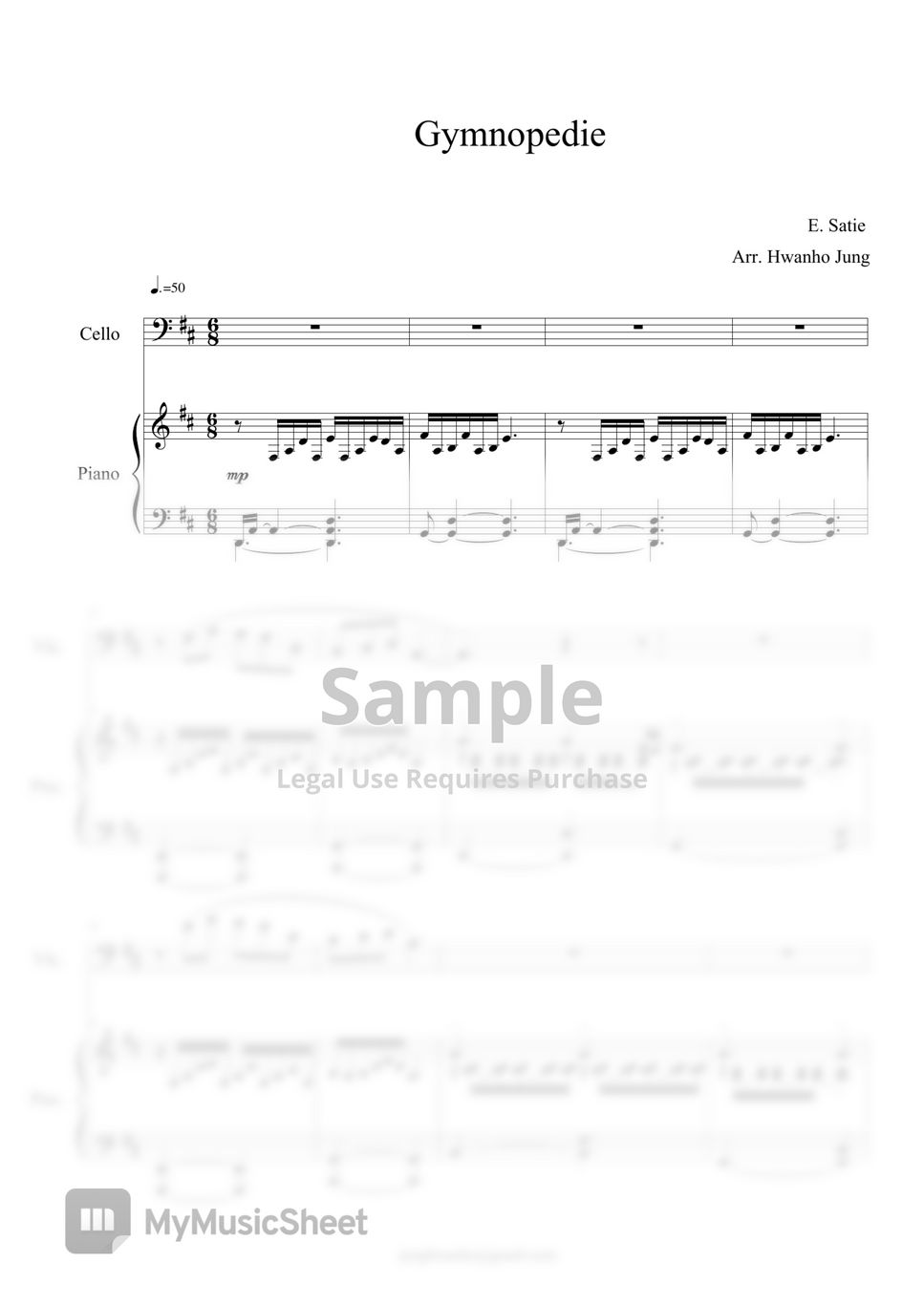 에릭사티 - 짐노페디 1번 첼로와 피아노를 위한 편곡 by 정환호
