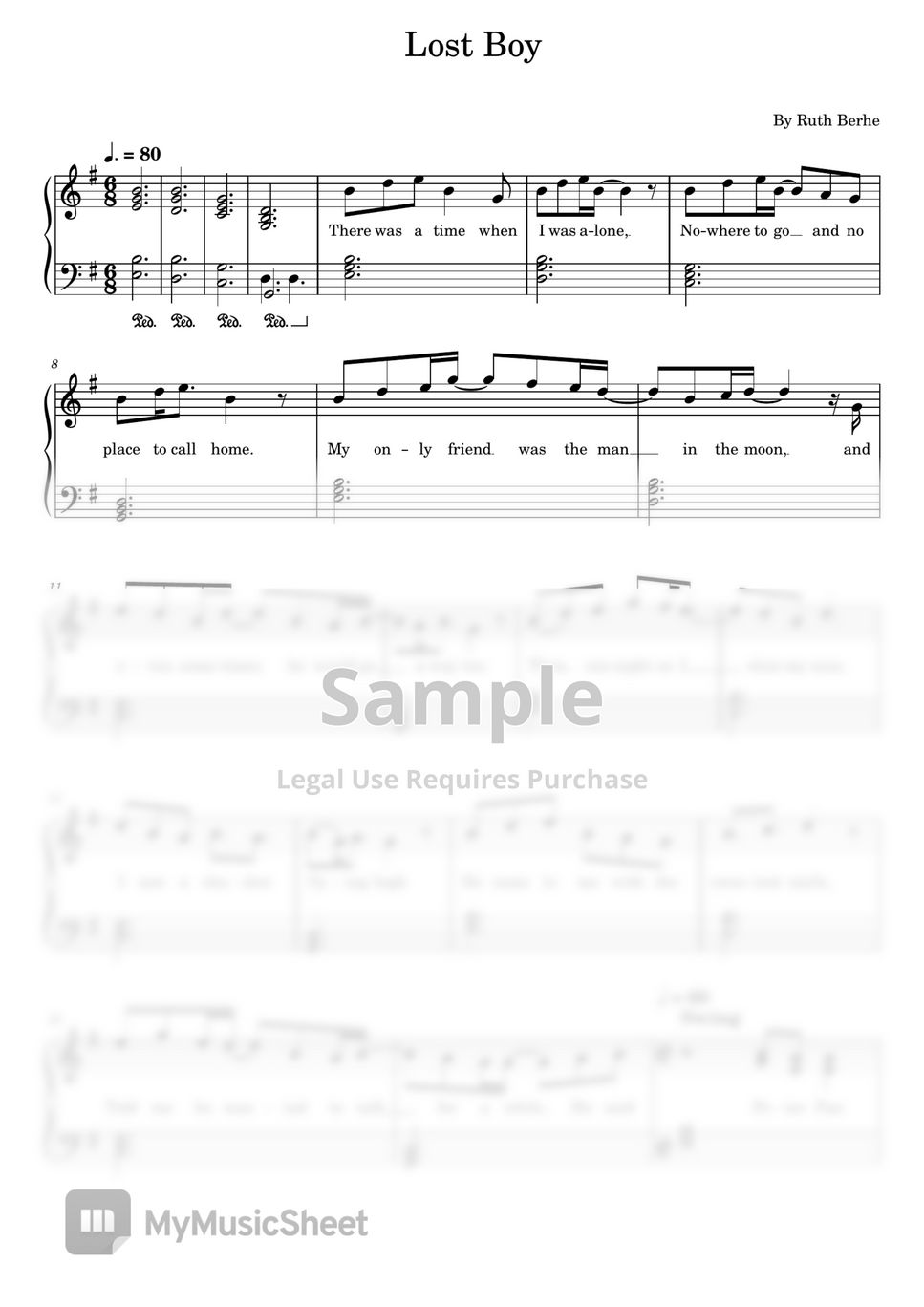 Ruth Berhe - Lost Boy (Lost Boy,Ruth B,Sheet Music For Easy Piano) by poon