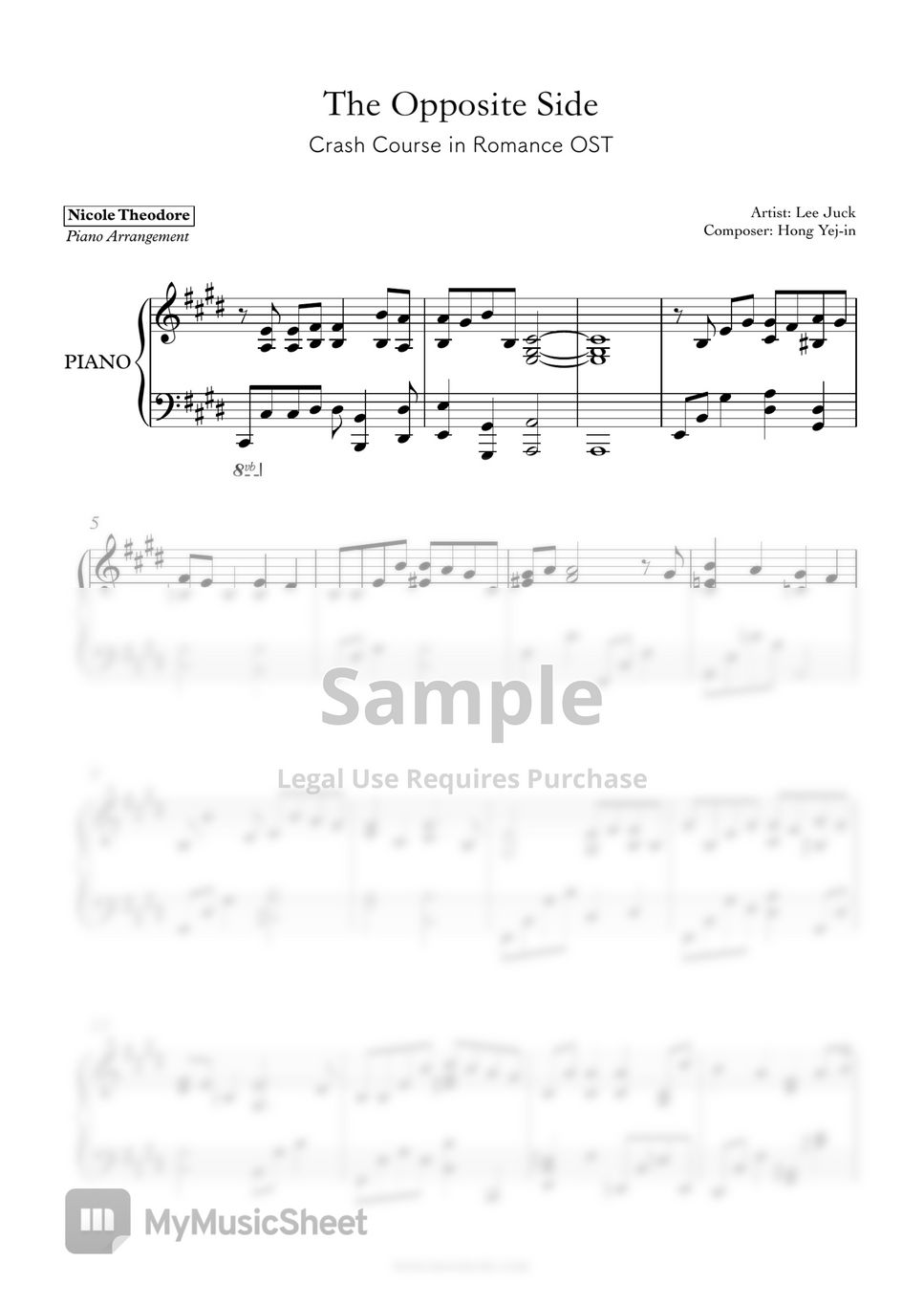 Lee Juck The Opposite Side (Crash Course in Romance OST) Sheets by