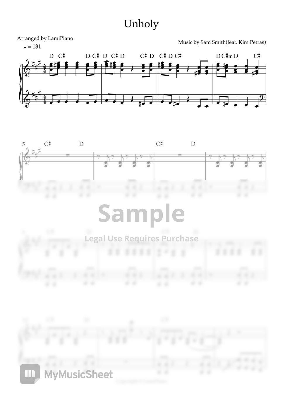 Sam Smith, Kim Petras - Unholy (Piano solo) by LamiPiano