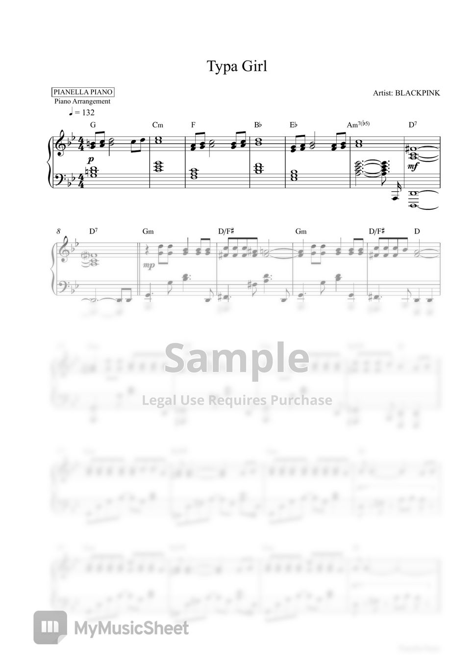 BLACKPINK Typa Girl (Piano Sheet) Sheets by Pianella Piano