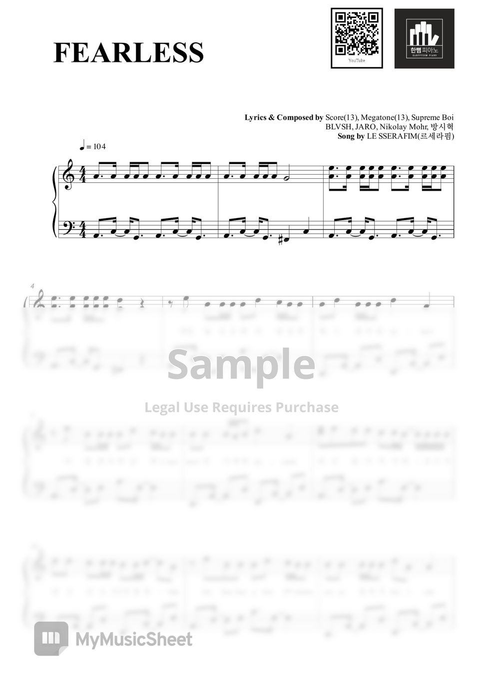 MUSICHELP Fearless Sheet Music (Piano Solo) in A Minor - Download & Print  - SKU: MN0208034
