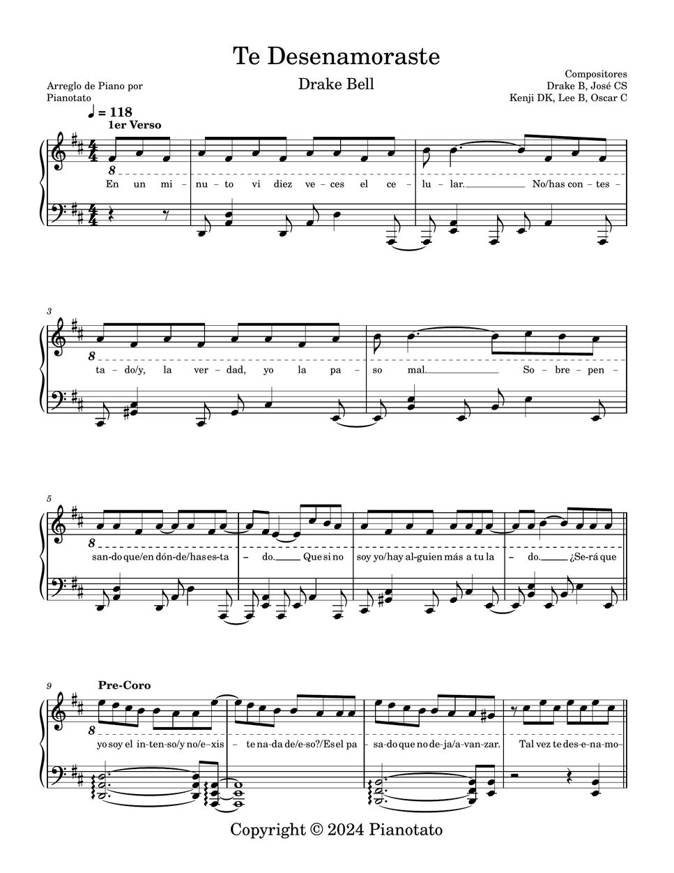 Drake Bell - Te Desenamoraste by Pianotato