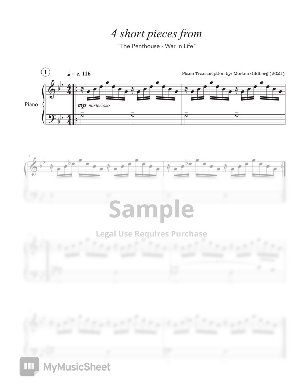 The Penthouse - (펜트하우스) BGM - '4 short pieces' - piano arrangement by Morten Gildberg