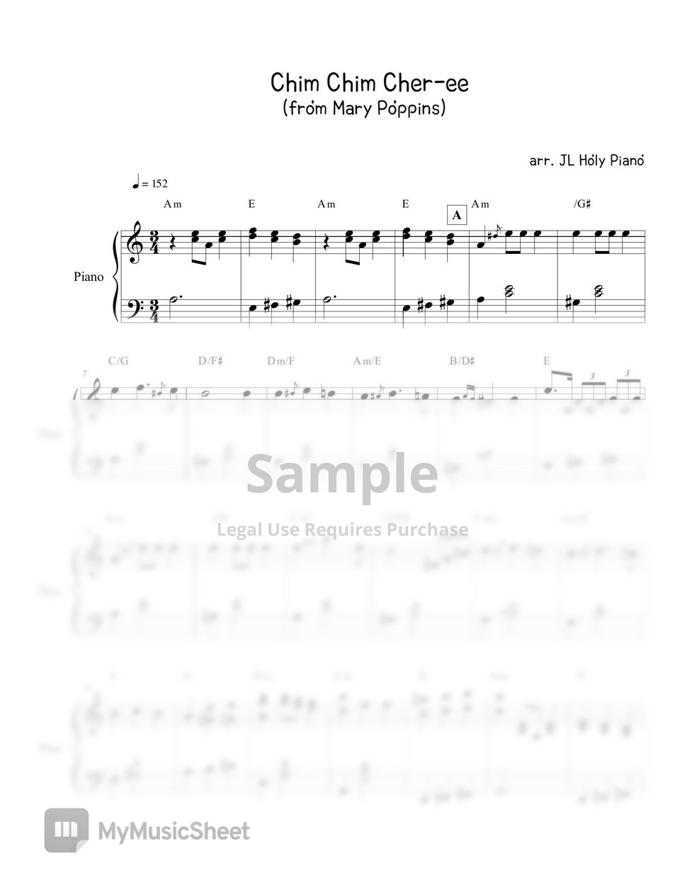 Mary Poppins - chim chim cher-ee by JL Holy Piano
