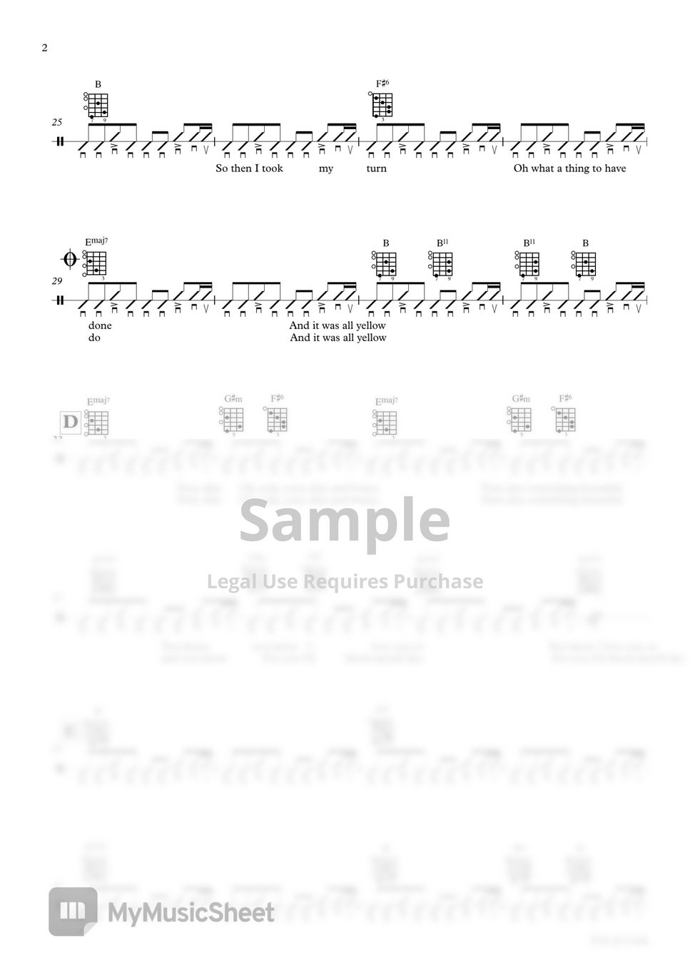 cold play - yellow (guitar) Sheets by 서동욱