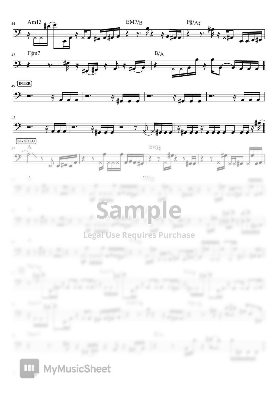 Tatsuro Yamashita - Sparkle (Bass Copy Sheet) by song B