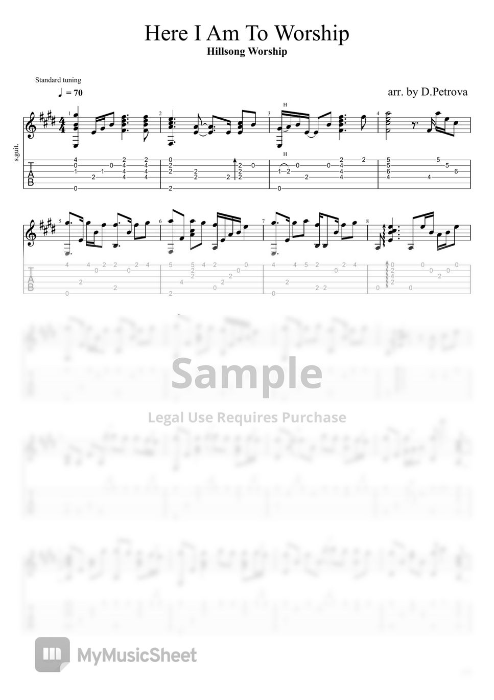Hillsong Worship - Here I Am To Worship (Fingerstyle Guitar Arrangement, Standard Tuning, No Capo) by D.Petrova (Edora)
