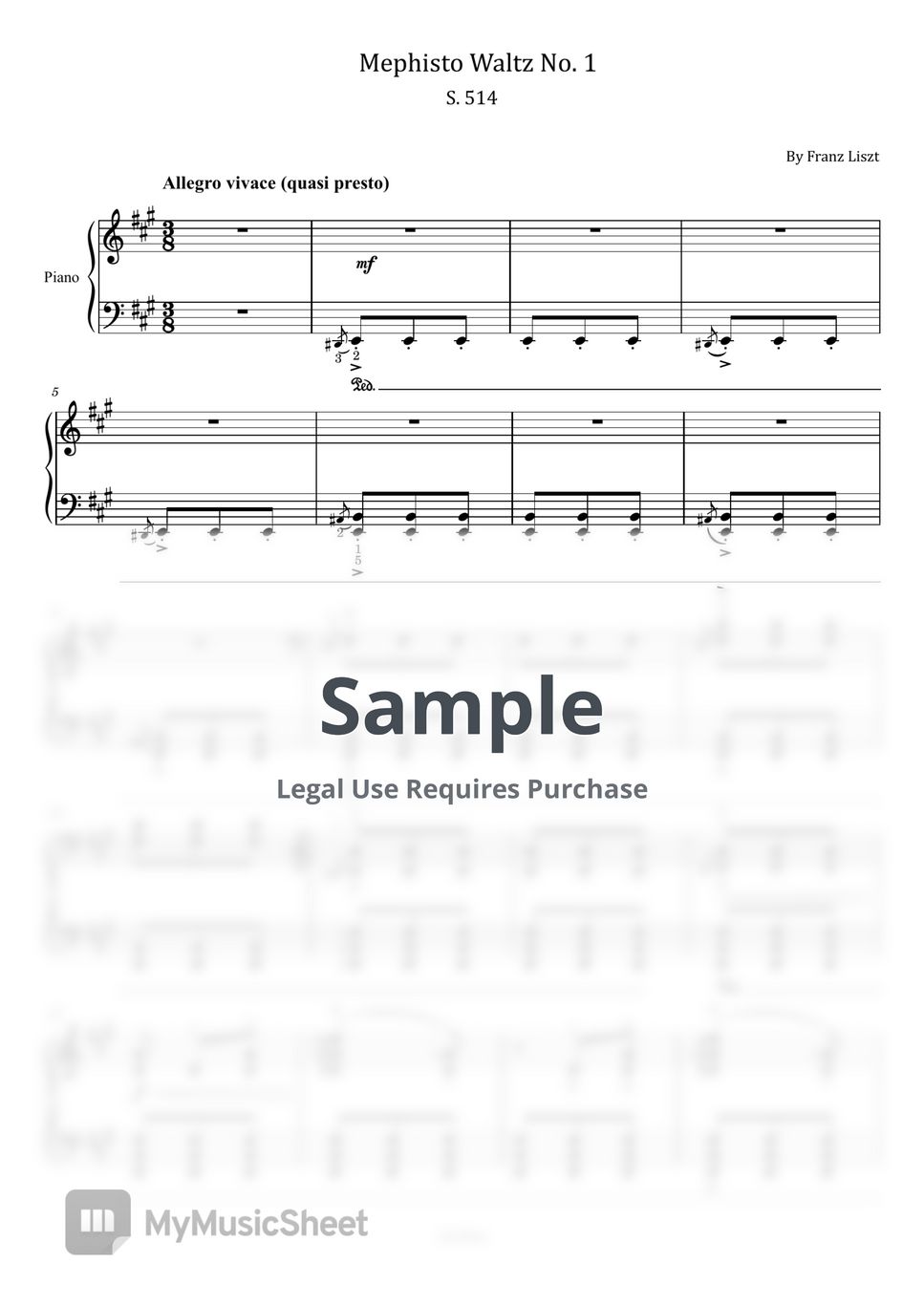 Franz Liszt Mephisto Waltz No.1, S.514 (Original With Fingered For