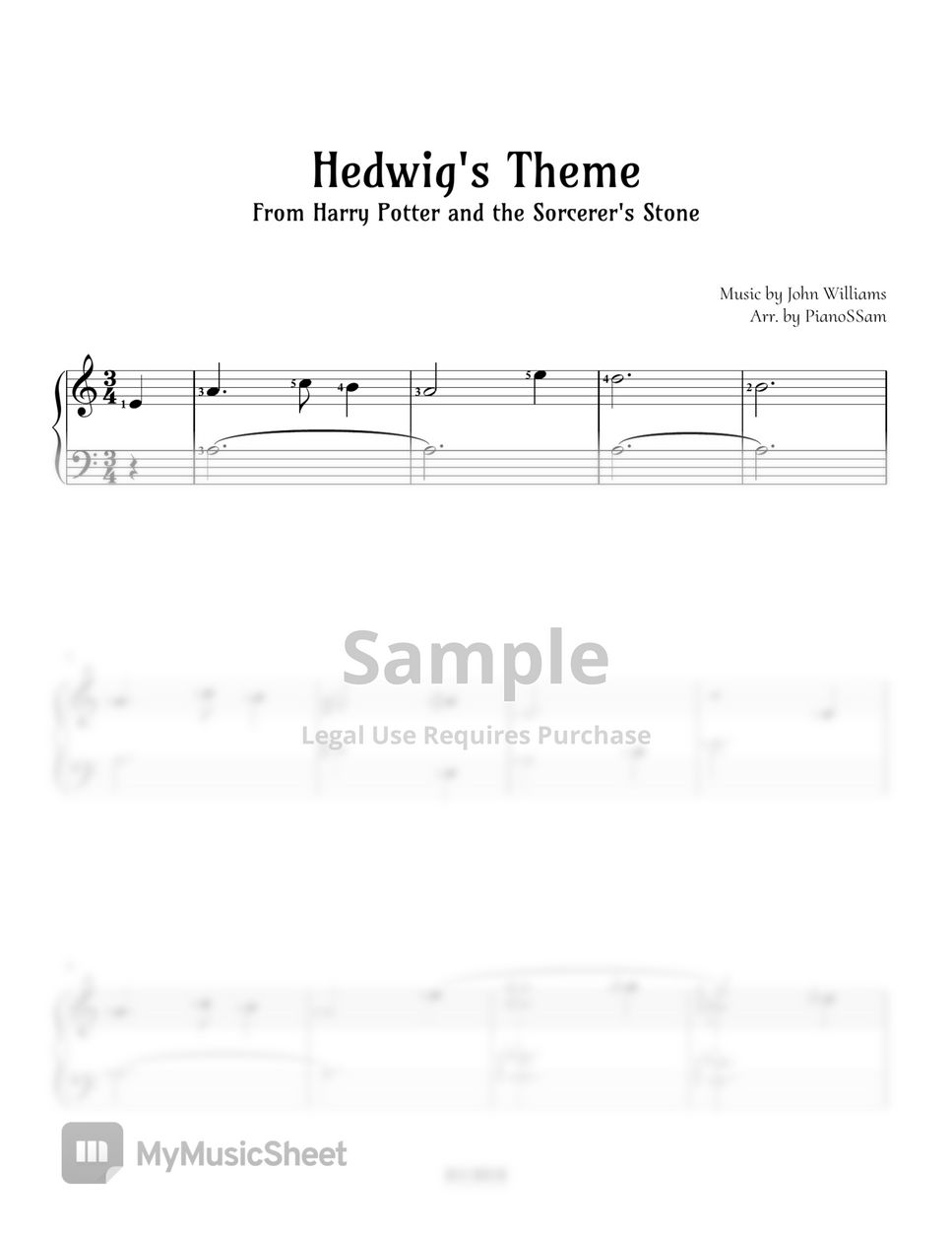 John Williams - [Easy] Hedwig's Theme (Harry Potter) Sheets by