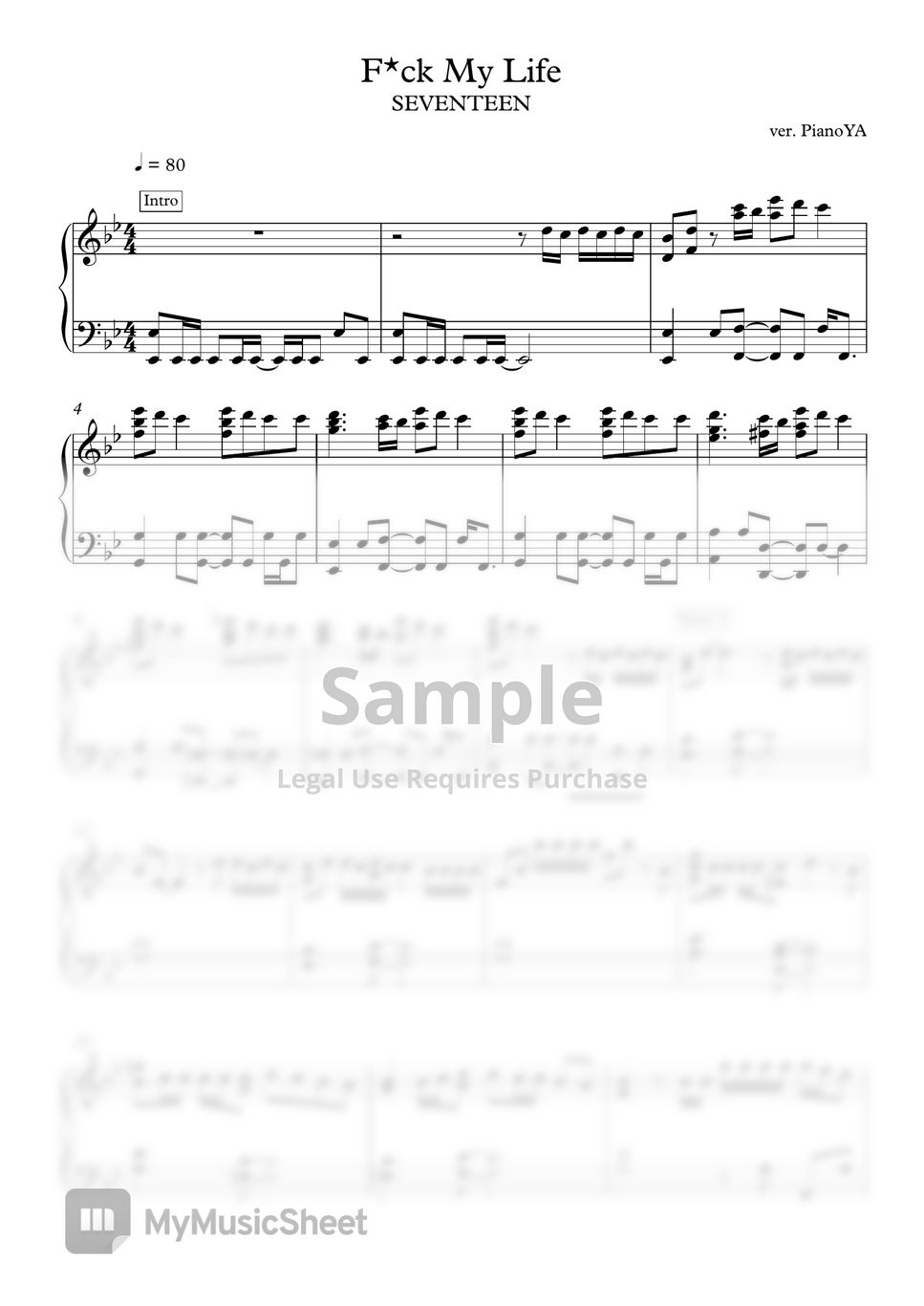 세븐틴 - FML (F*ck My Life) ピアノ楽譜PDF | PianoYA | mymusic5