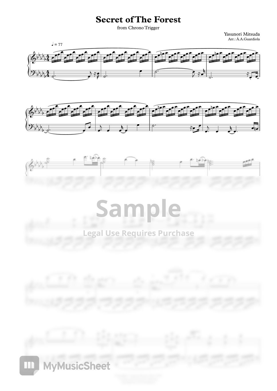 Yasunori Mitsuda - Secret of the Forest piano reduction (intermediate) by Á.A.Guardiola