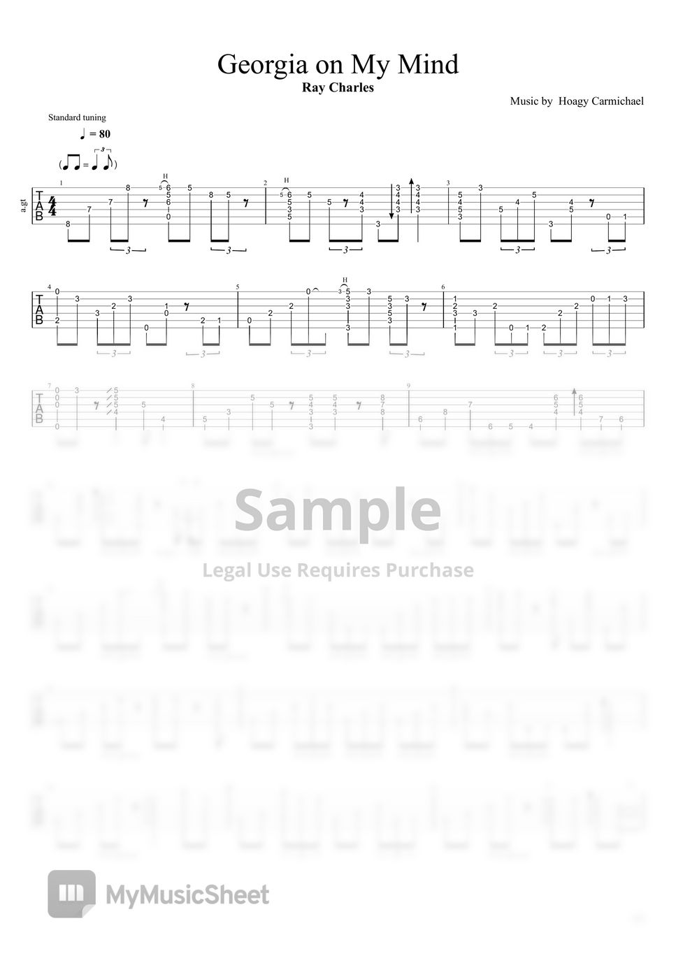 Ray Charles - Georgia on My Mind Sheets by Shin Izumi