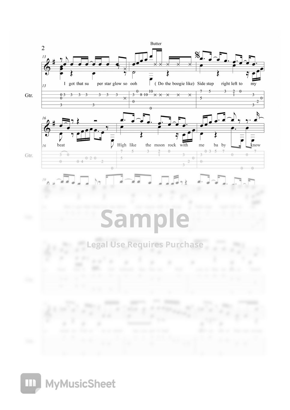 BTS Butter (GUITAR TAB) TAB by ParkWoojeong