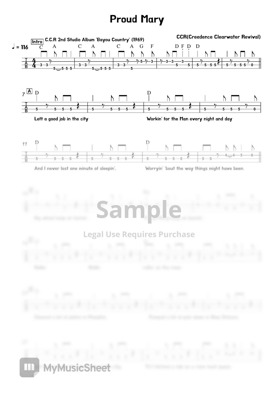 Creedence Clearwater Revival Proud Mary Sheets by 김미(Kimme)