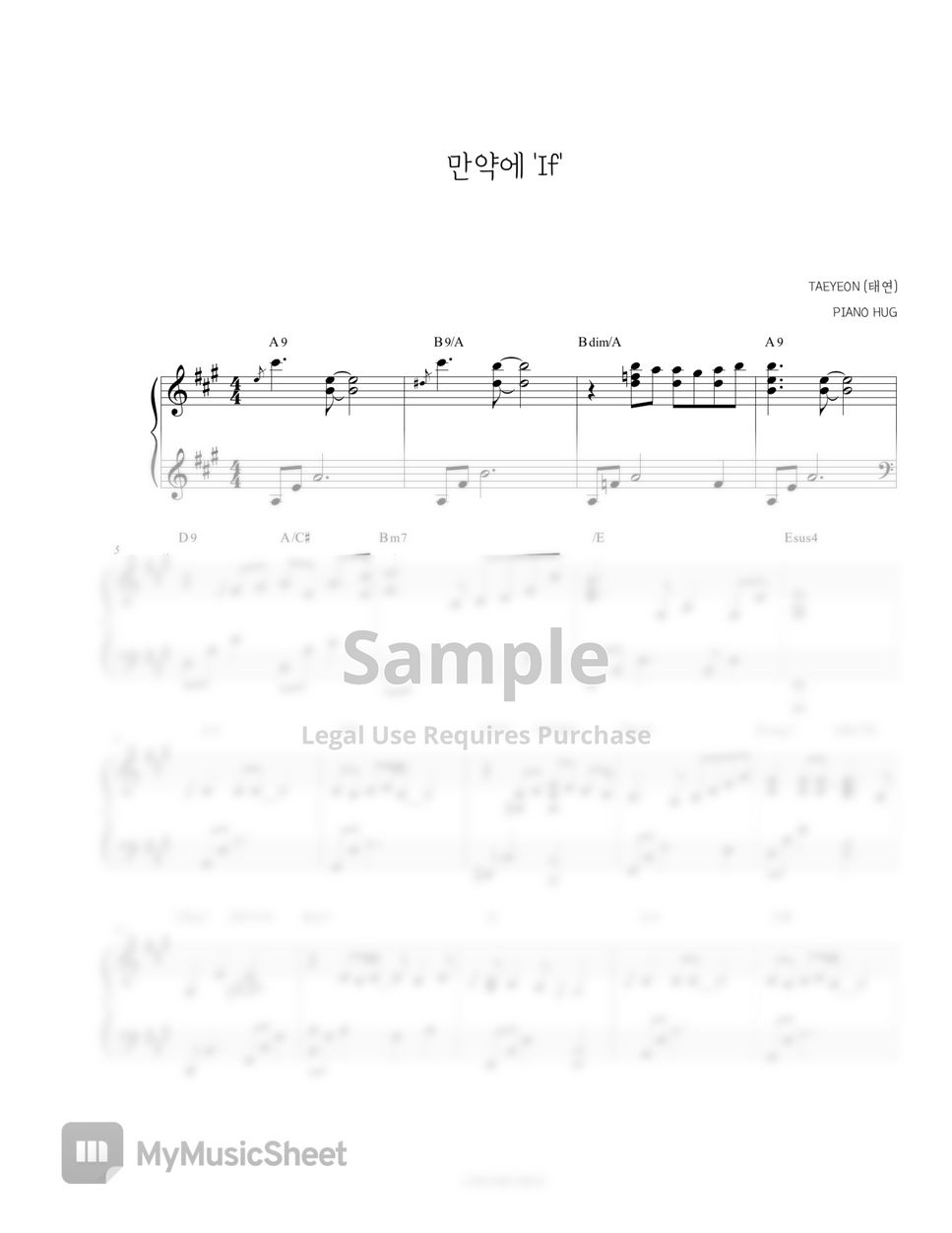 TAEYEON (태연) - If (만약에) Sheets by Piano Hug