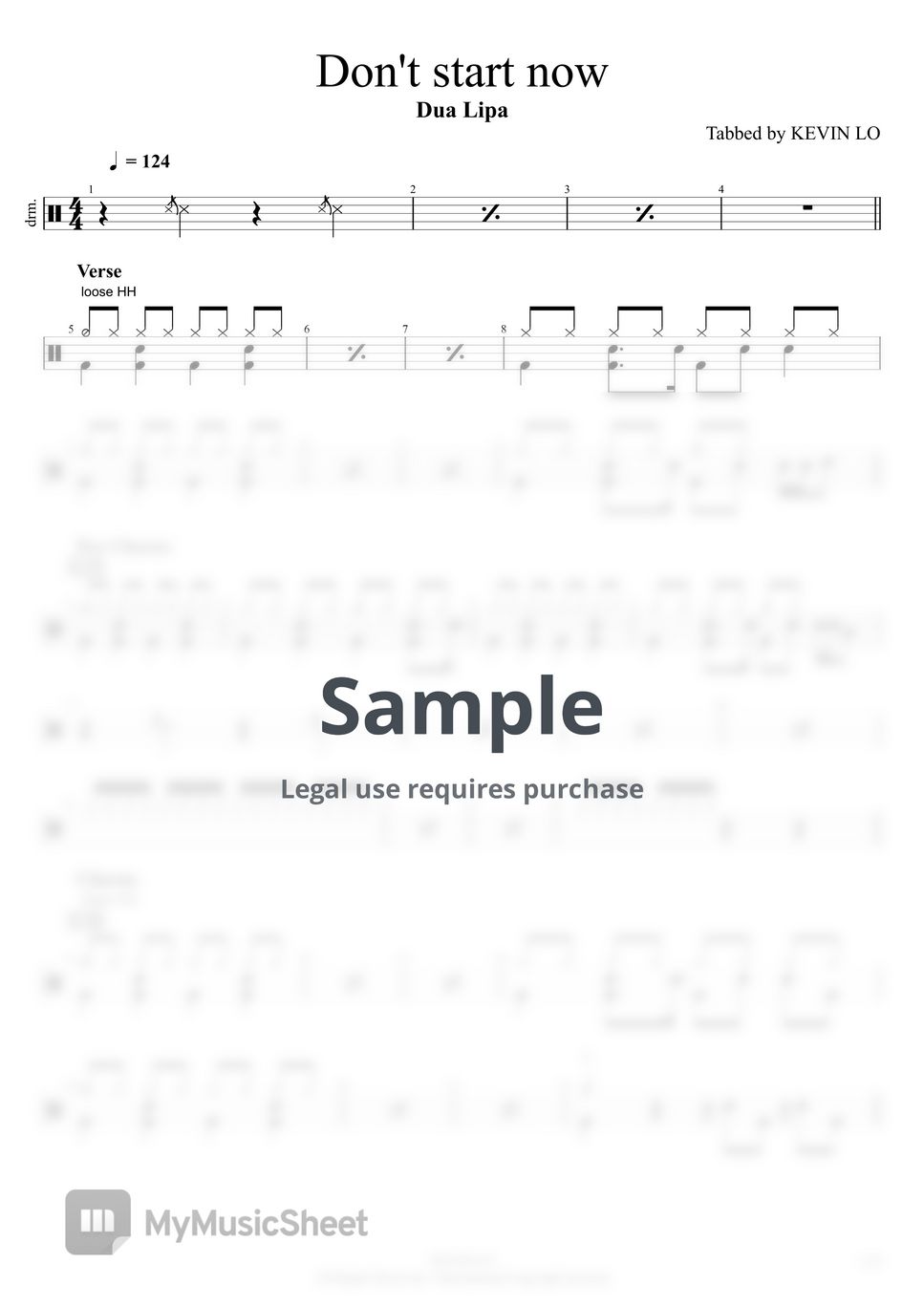 Dua Lipa - Don't Start Now Sheets by Kevin Lo