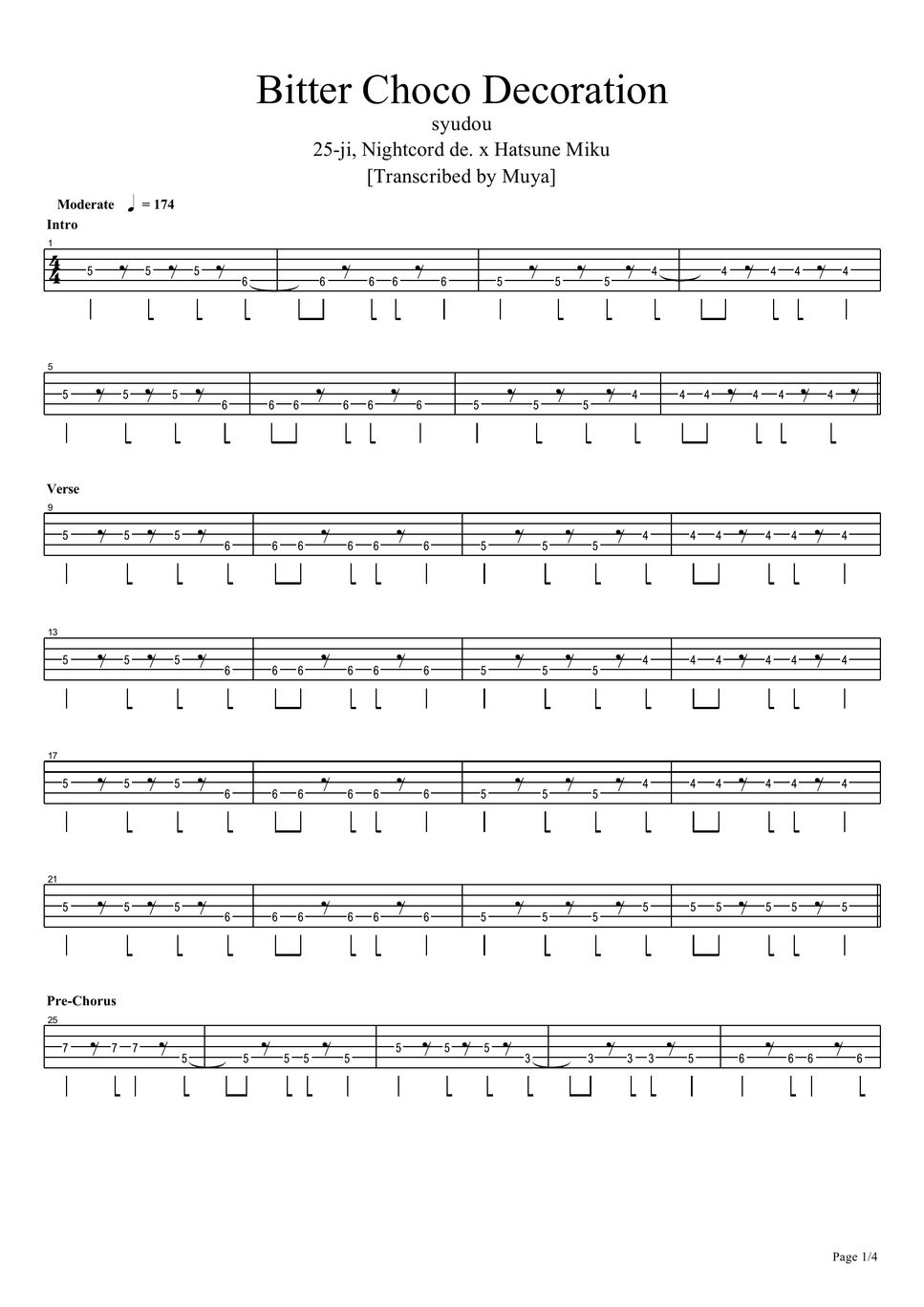 Guitar tab bitter choco decoration guitar tab for a perfect ...