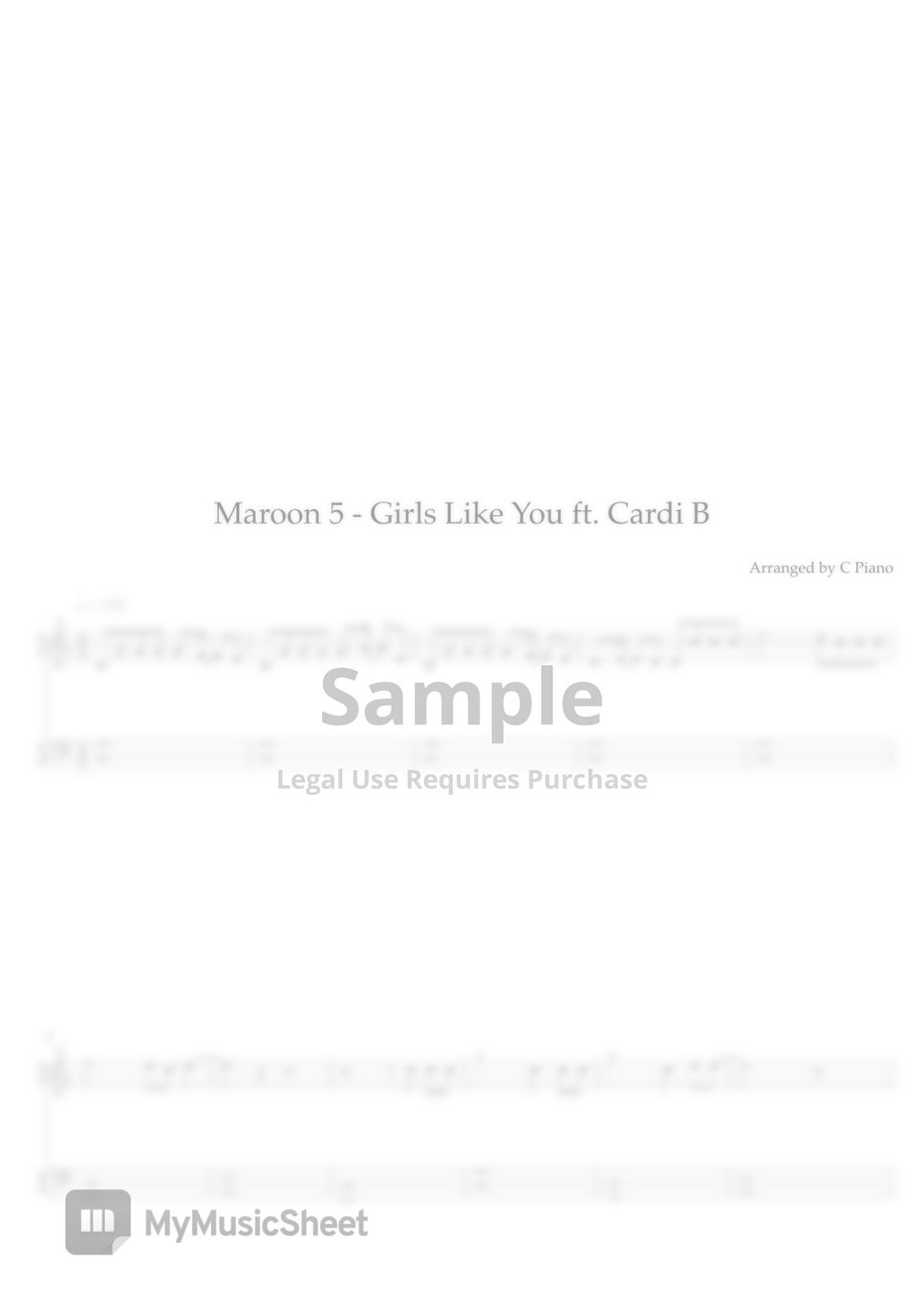 maroon-5-ft-cardi-b-girls-like-you-easy-version-sheets-by-c-piano