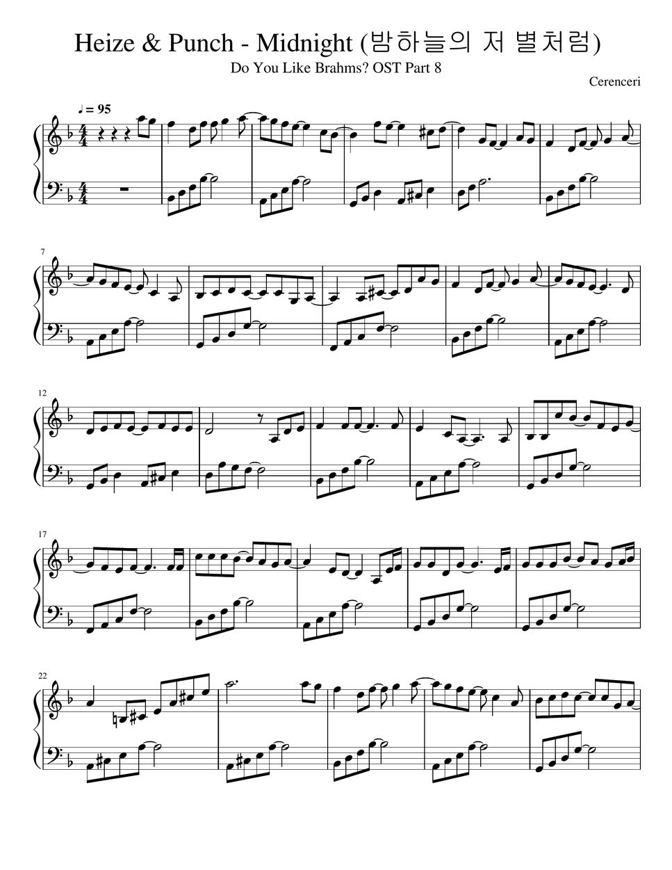 Heize & Punch Midnight (Do You Like Brahms? OST) (Part 8) Sheets by