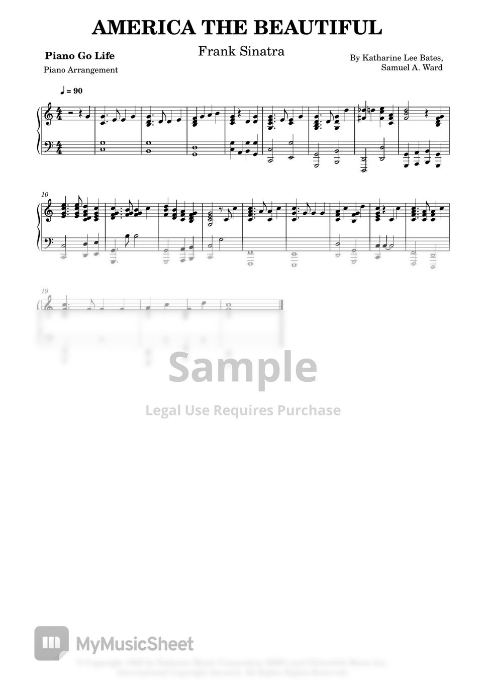 Frank Sinatra America The Beautiful Sheet By Piano Go Life