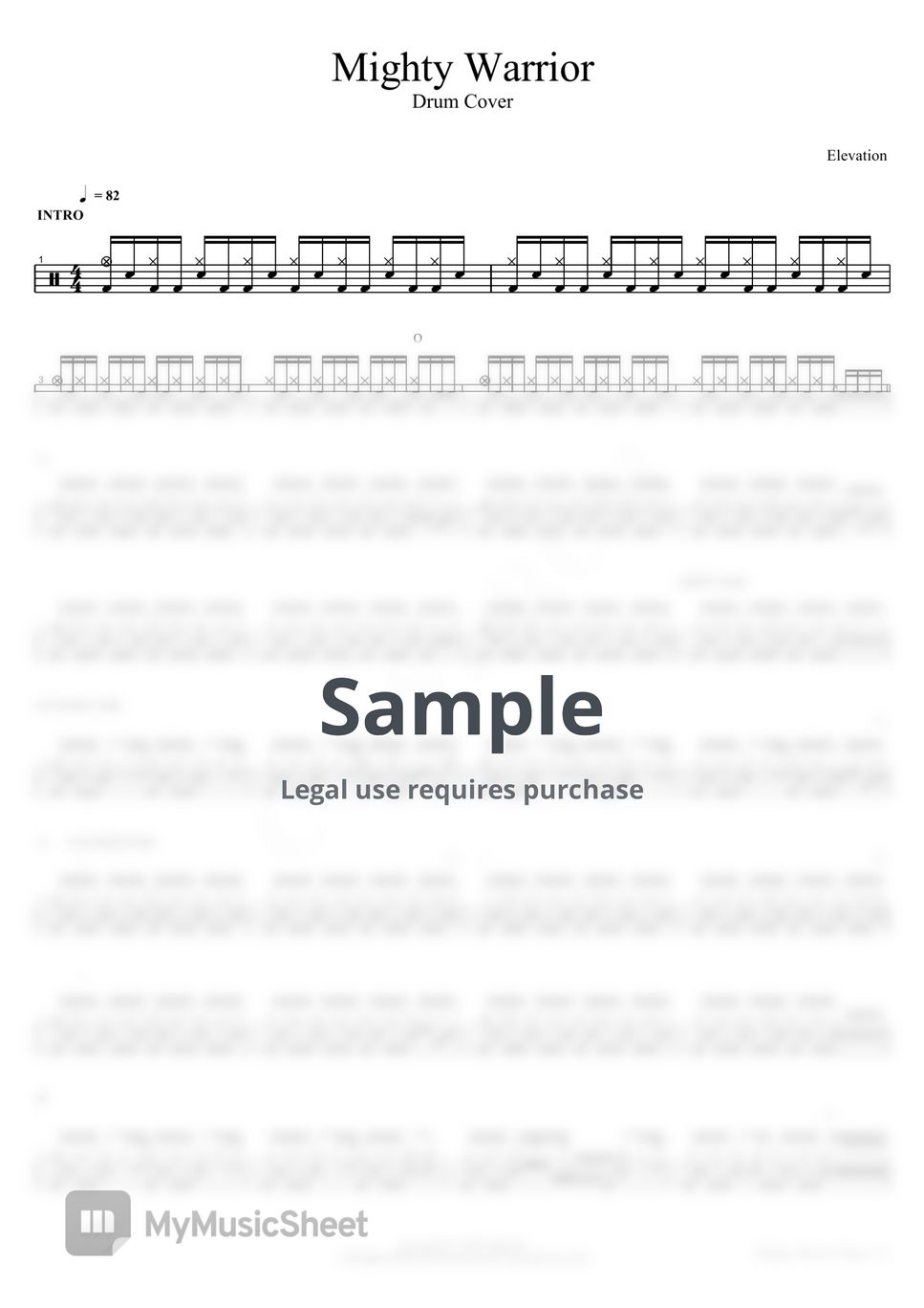 Elevation - Mighty Warrior - Drum Cover Sheets by COPYDRUM