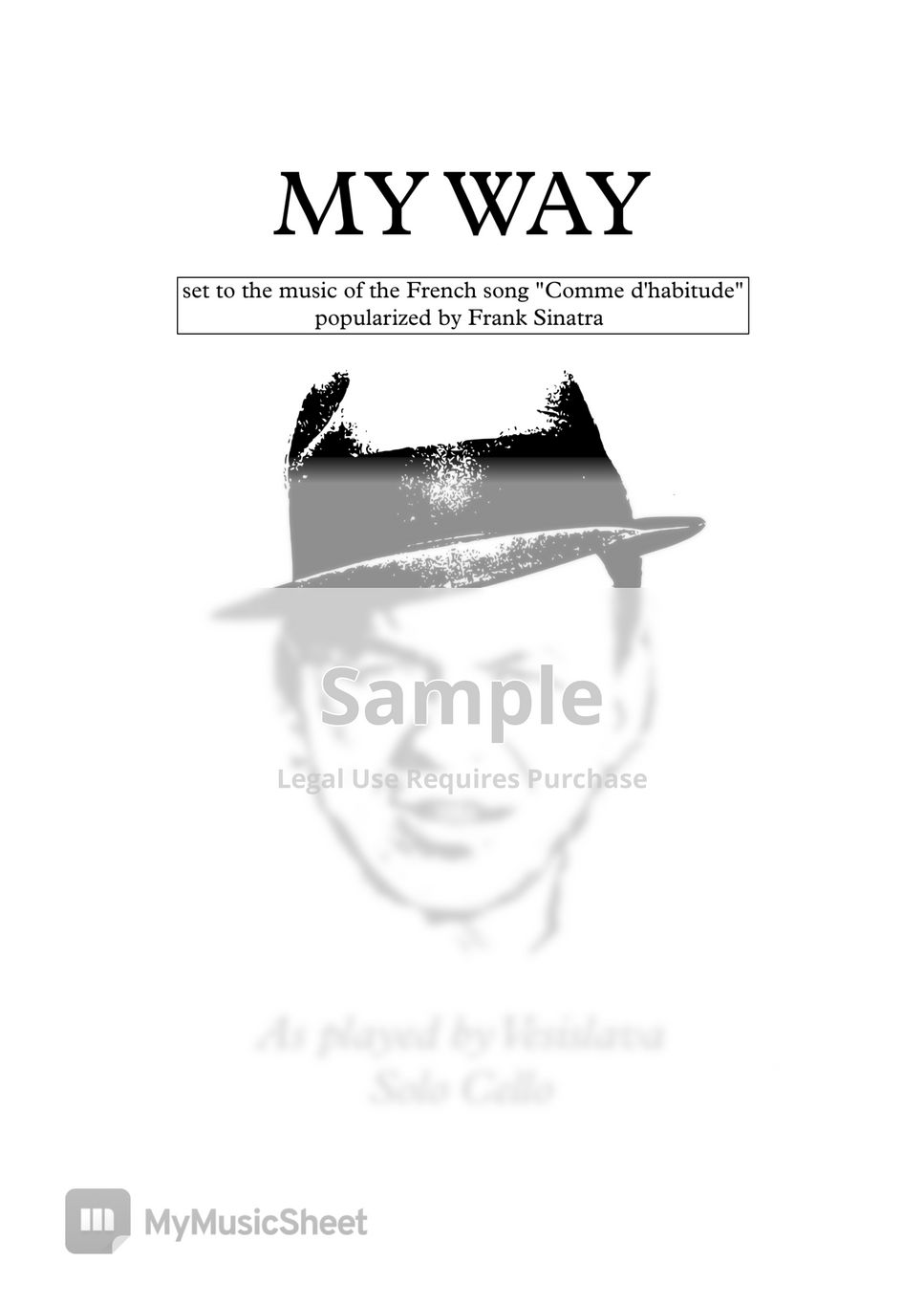 Frank Sinatra MY WAY with Finger Marks CELLO Hoja