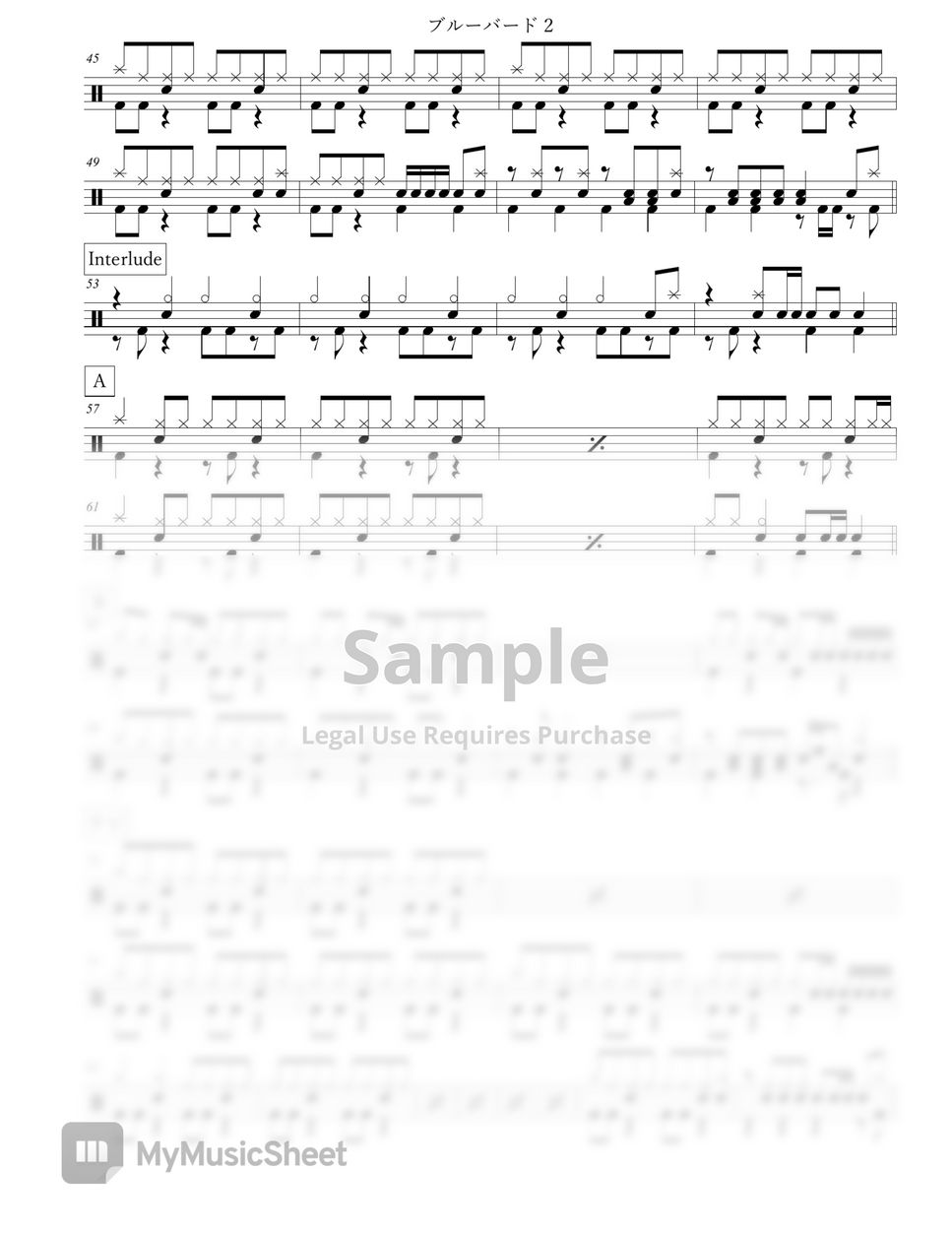 いきものがかり ブルーバード Sheets by Arkadia Drums