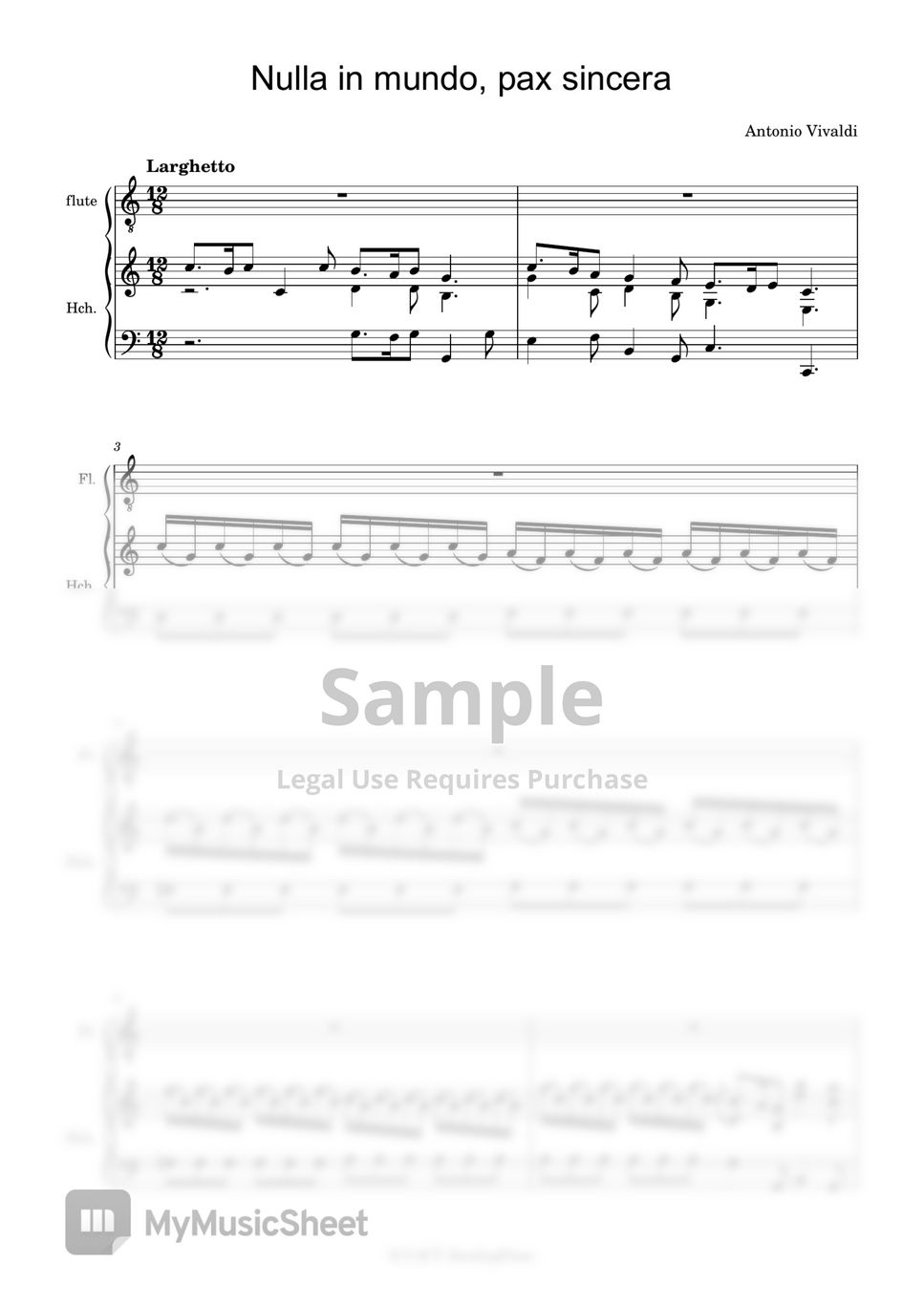Antonio Vivaldi - Nulla in mundo, pax sincera (Flute & Hch.(or Piano)) by 힐링플룻 HealingFlute