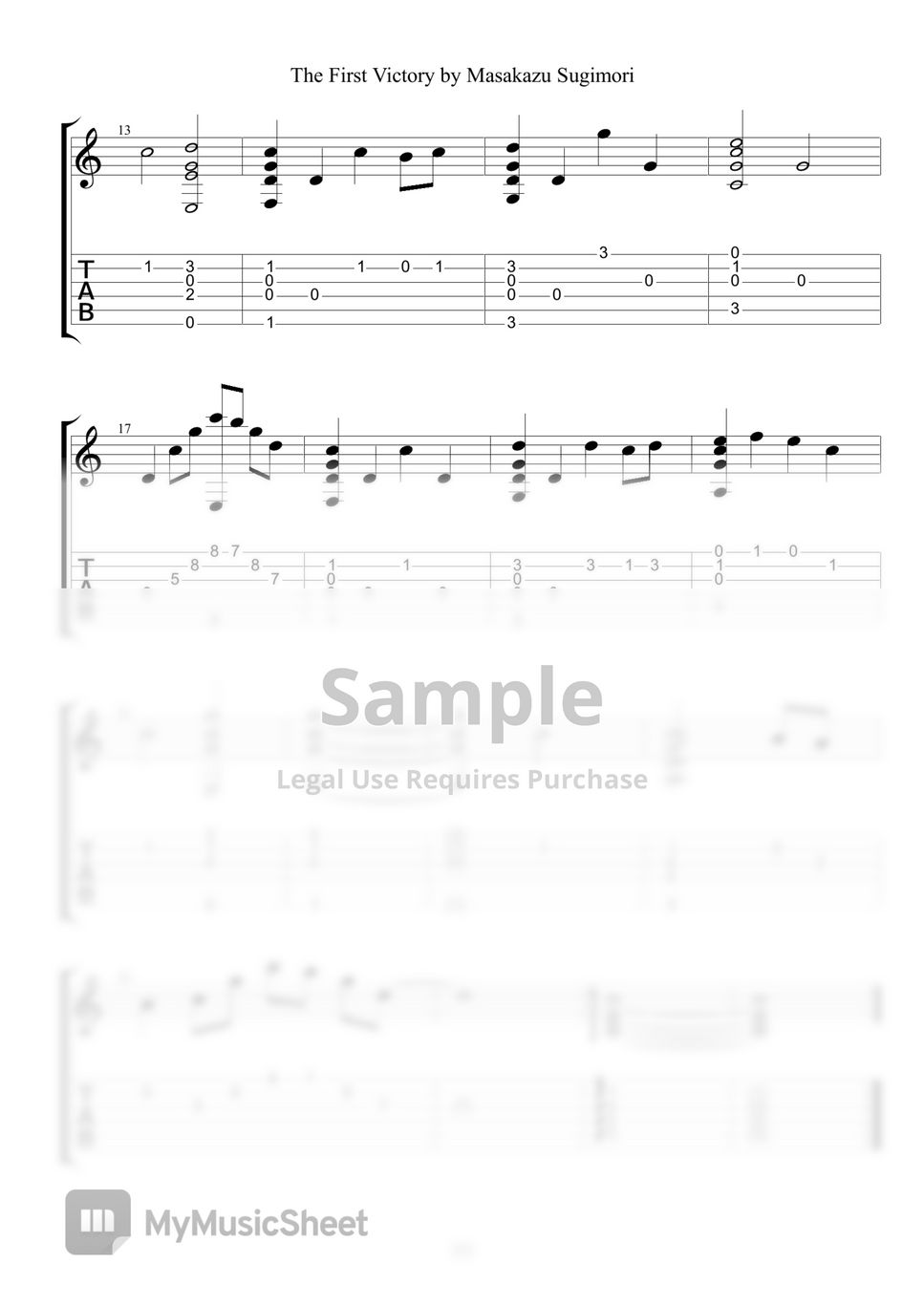 Phoenix Wright - The First Victory (Guitar TAB) Tab + 1staff by guitar ...