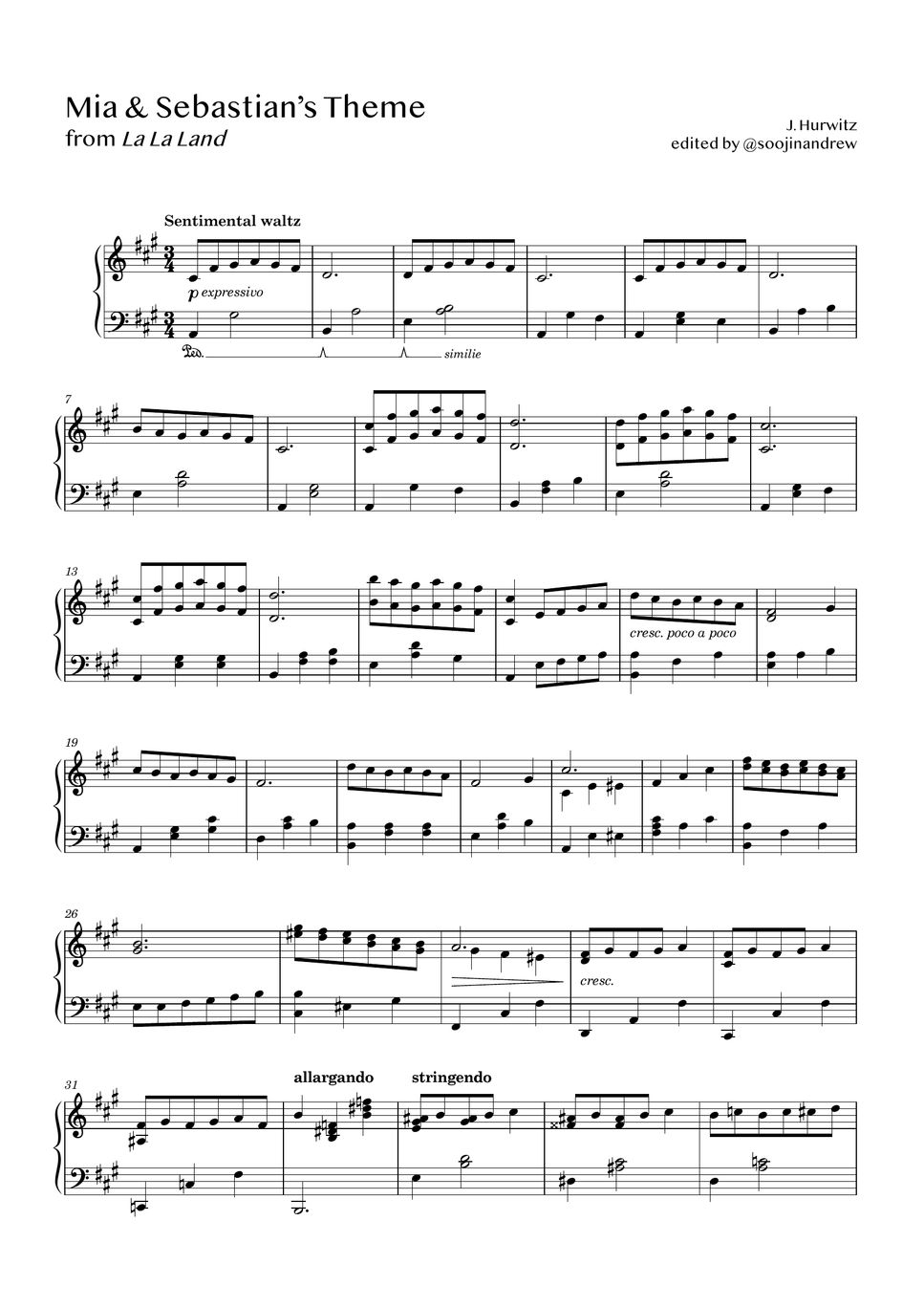 La La Land - Mia & Sebastian's Theme (accurate transcription) by Soojin Lee