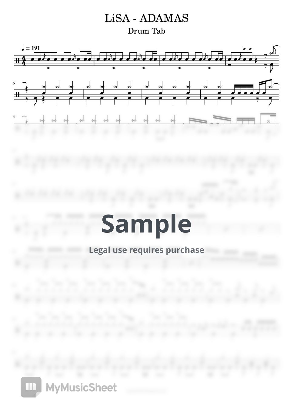 LiSA - ADAMAS by 晨曦音樂工作室 爵士鼓 鼓譜 Drumtab