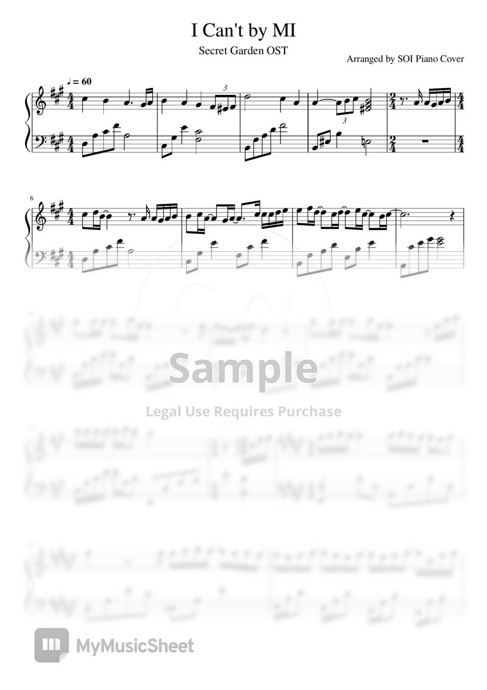[Secret Garden OST] MI - I Can't (Solo Piano) by SOI Piano Cover