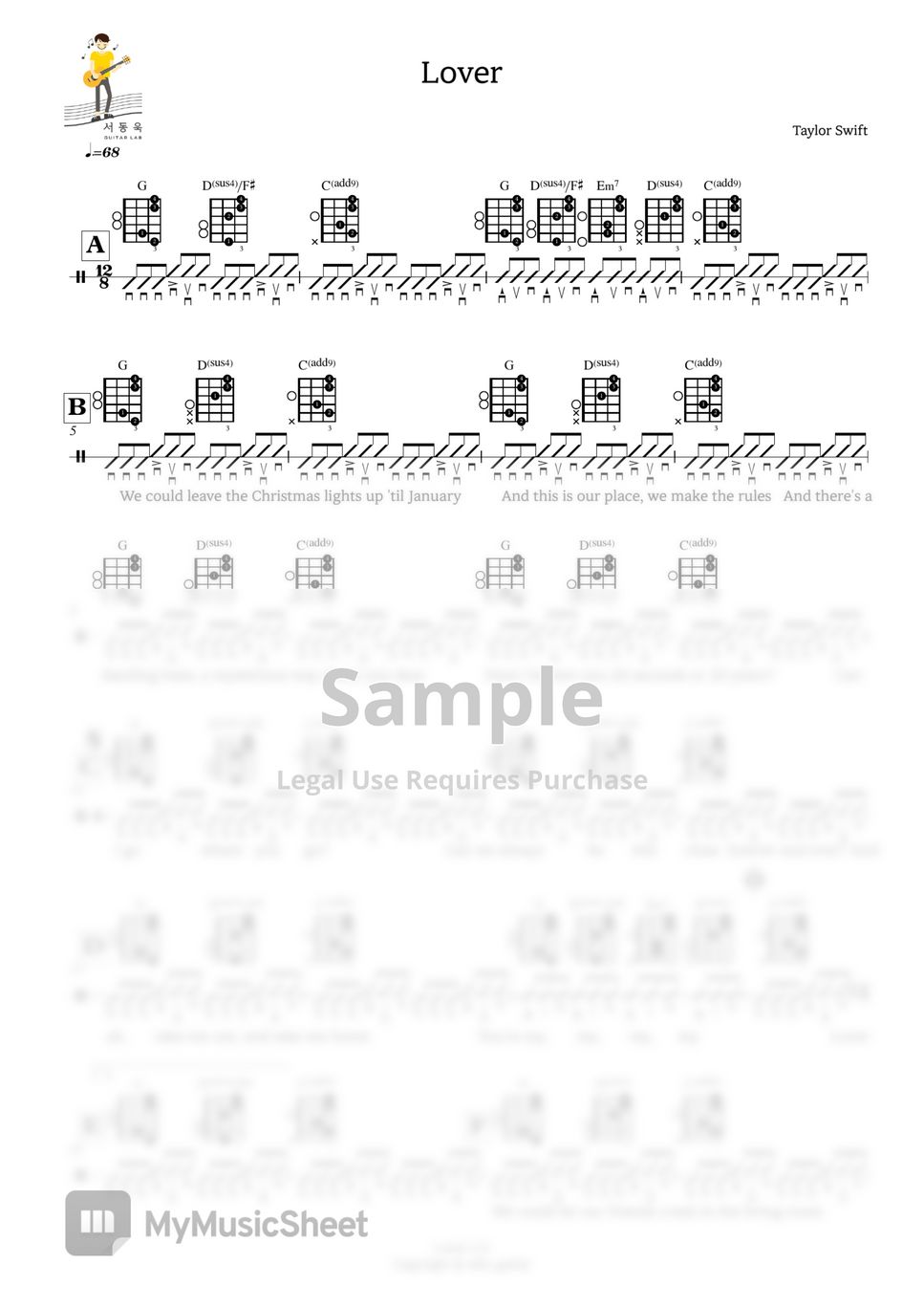 Taylor Swift - Lover (Guitar TAB) Sheets by 서동욱