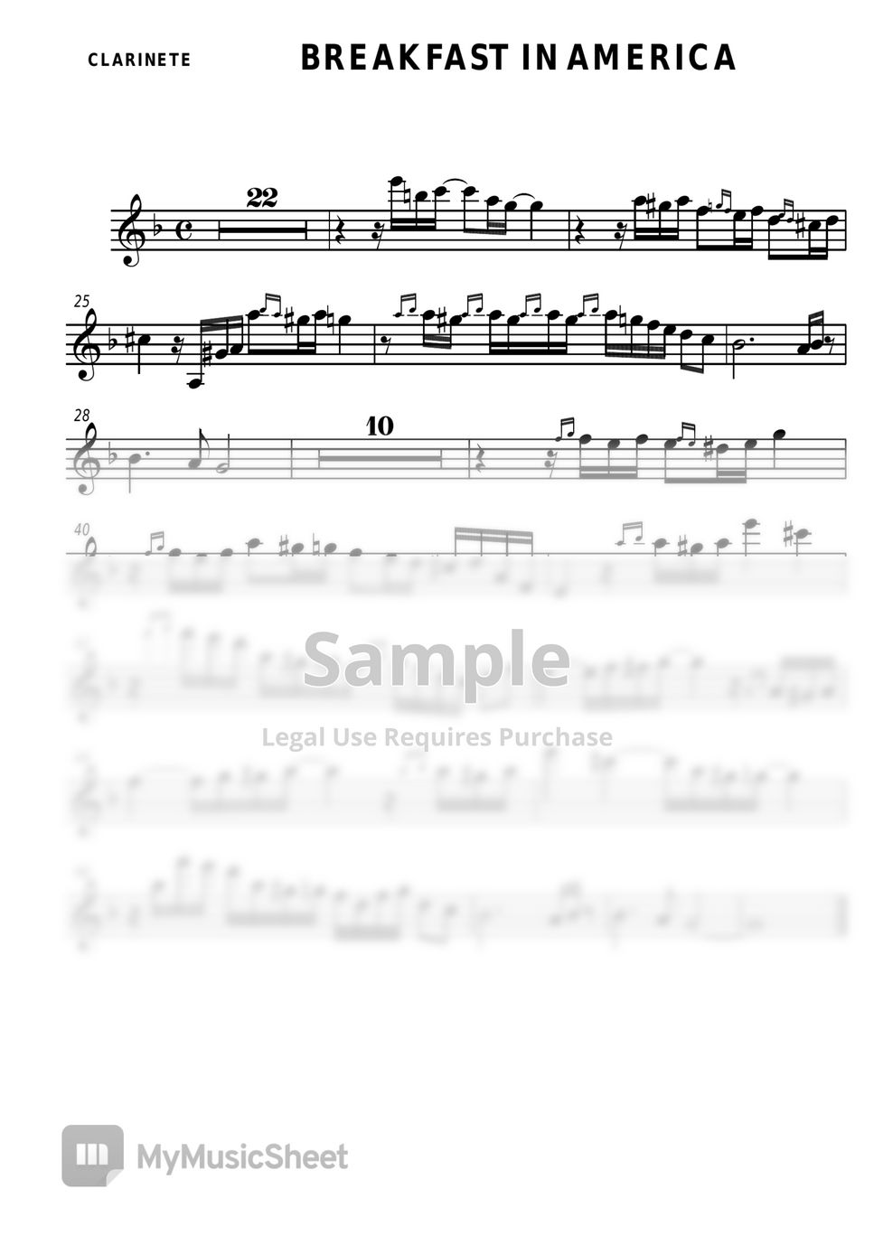 Breakfast in america supertramp soprano clarinet sheets by ismael
