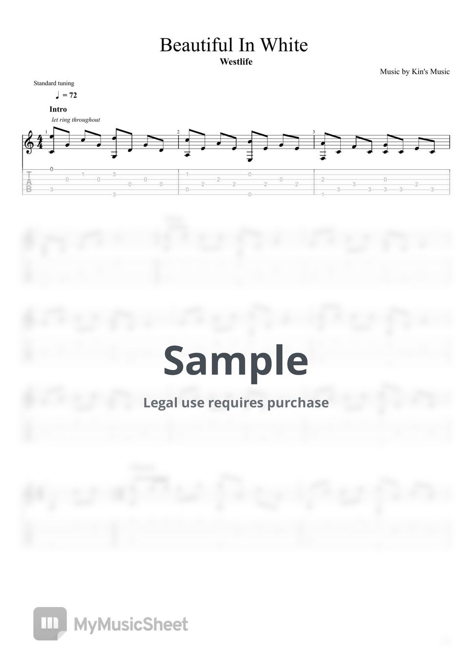 Westlife Beautiful In White[Easy Guitar Fingerstyle For Beginner