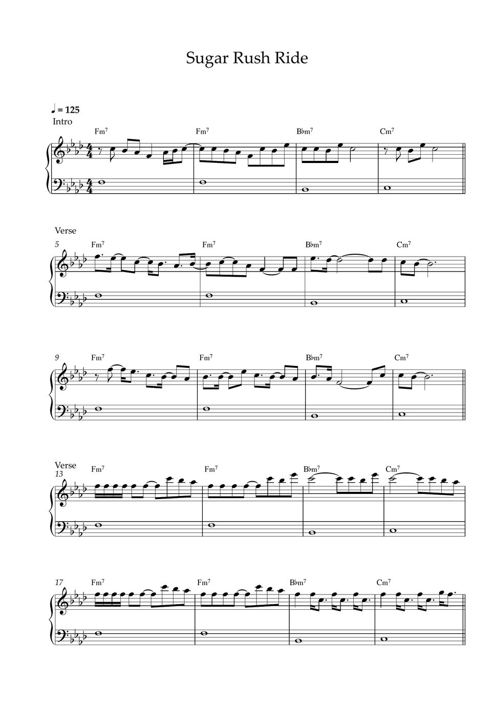 TXT Sugar Rush Ride (EASY PIANO SHEET) 曲谱 by Pianella Piano