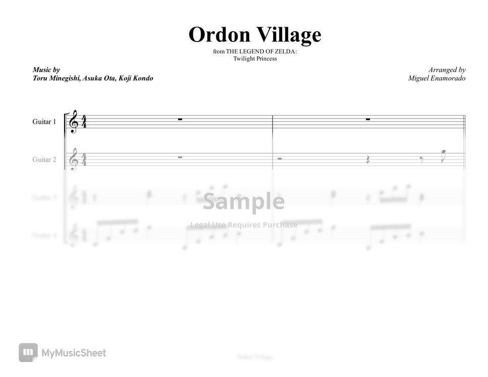 The Legend of Zelda: Twilight Princess - Ordon Village (吉他四重奏) by Miguel Enamorado