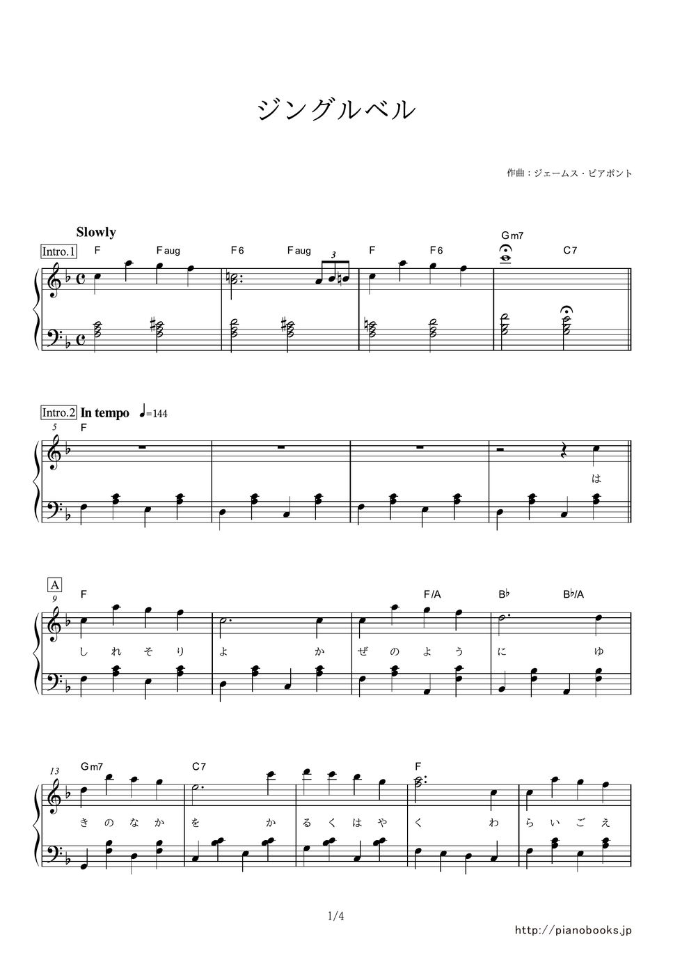 James Lord Pierpont Jingle Bells 曲谱 by PianoBooks