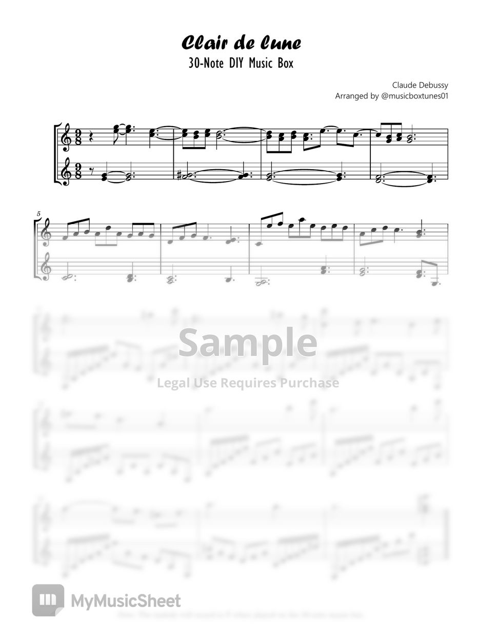 Claude Debussy - Clair De Lune (30 Note Music Box) by Music Box Tunes