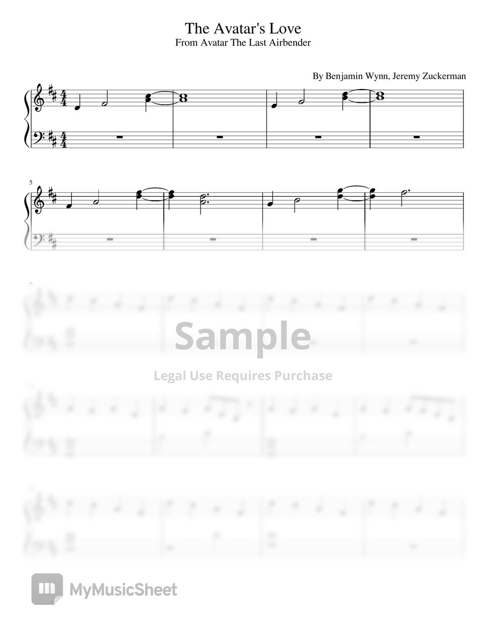Avatar's love piano sheet music