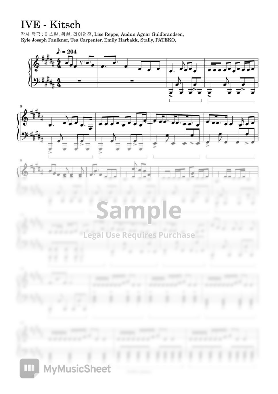 IVE(아이브) kitsch(키치) (원음버전 + 쉬운버전 2가지 악보) Partition musicale by bvibvi