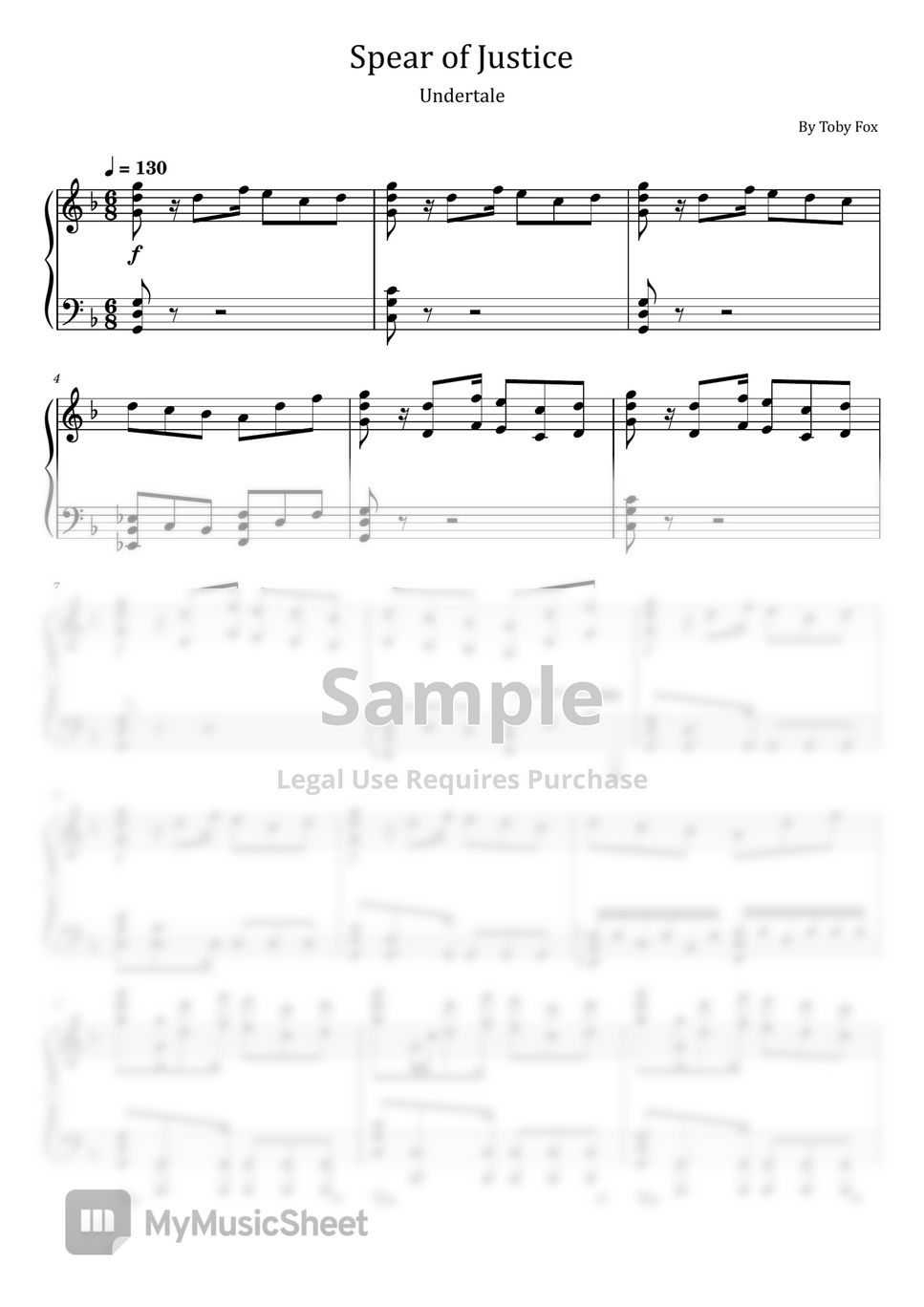 Undertale - Spear Of Justice (Undertale - For Piano Solo) Sheets by poon